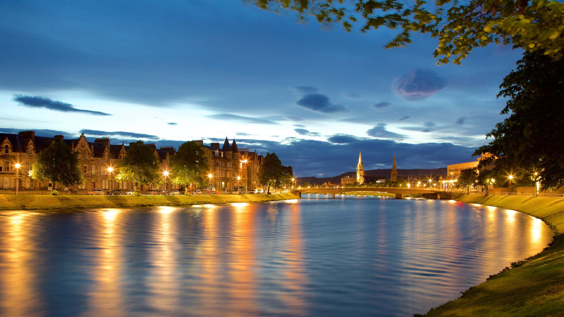 Inverness River Ness Twilight View Wallpaper