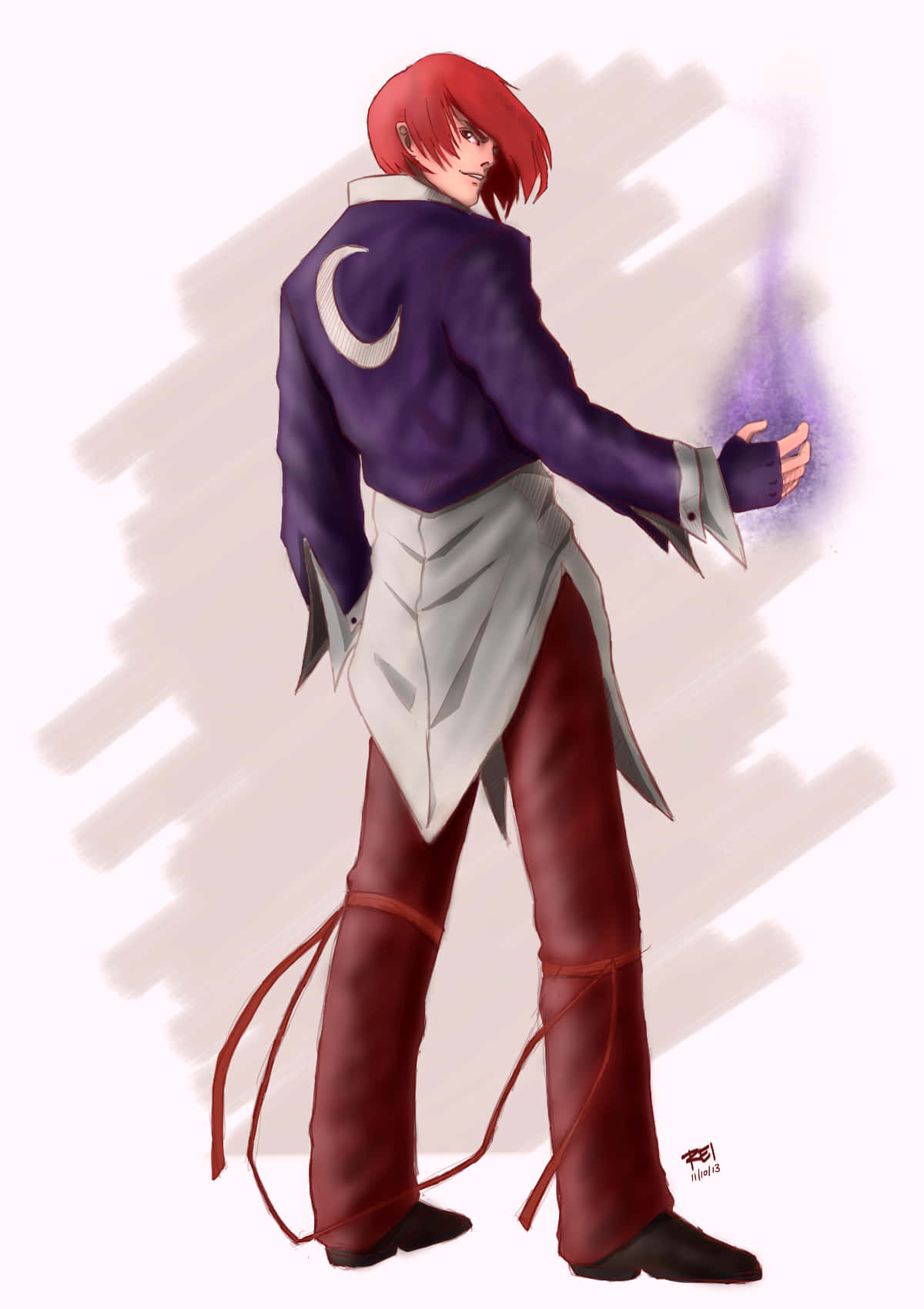 A Drawing Of A Man With Red Hair And Purple Clothes Wallpaper