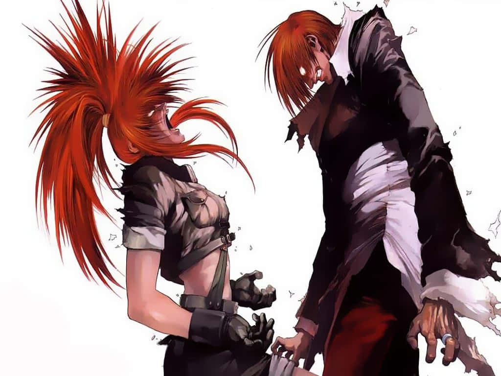 Et par anime-figurer med rødt hår Wallpaper
