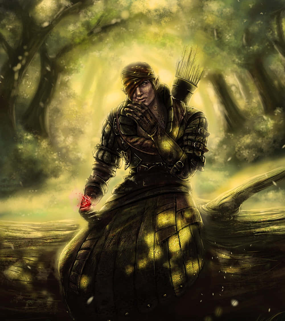 Iorveth The Elven Leader In His Forest Element Wallpaper