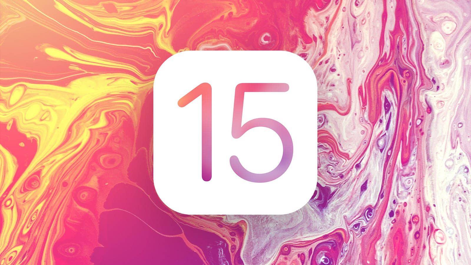 iOS 15 Logo Pink Marble Wallpaper