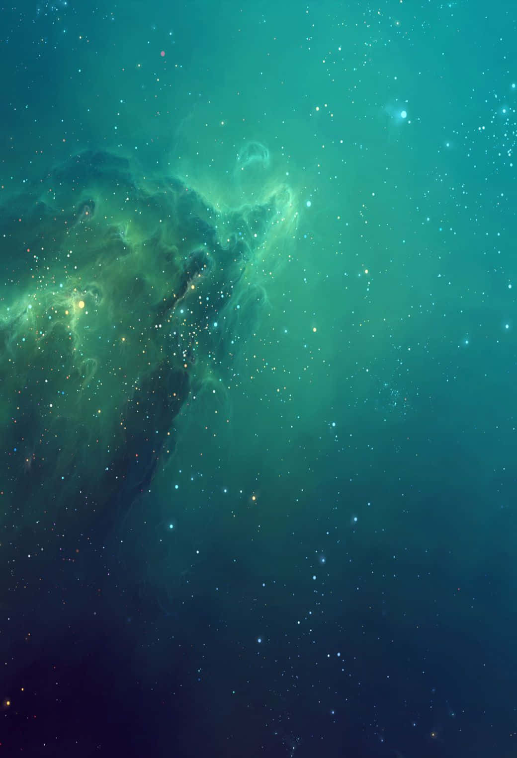 Einegrüne Nebelgalaxie Im Weltraum Mit Sternen. Wallpaper