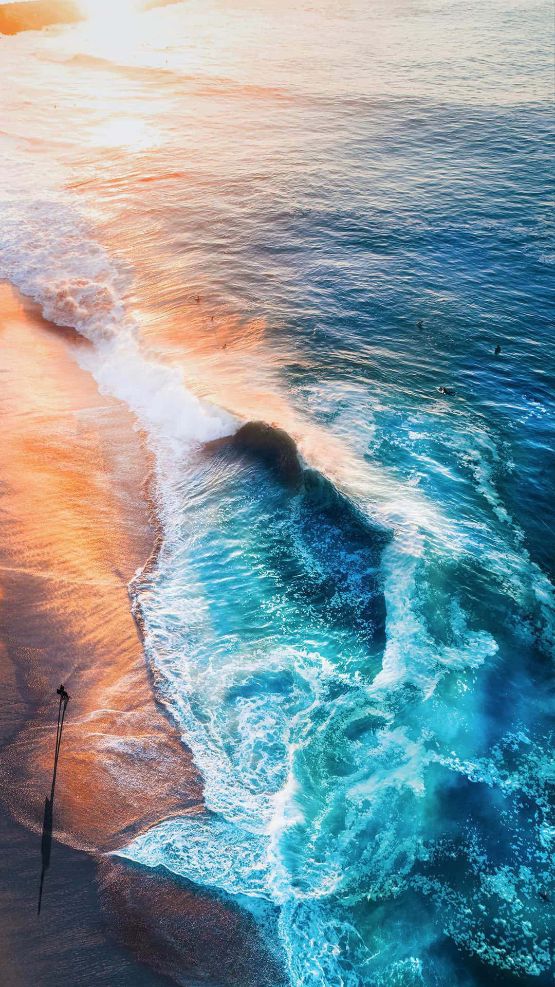 IOS Beach Neon Blue Ocean Wallpaper