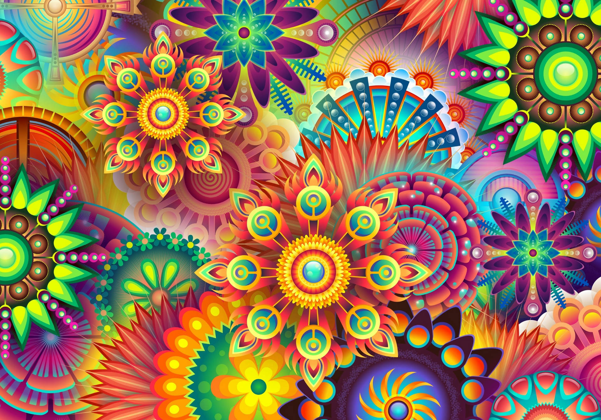 Ipad Pro 12.9 Psychedelic Flowers Wallpaper