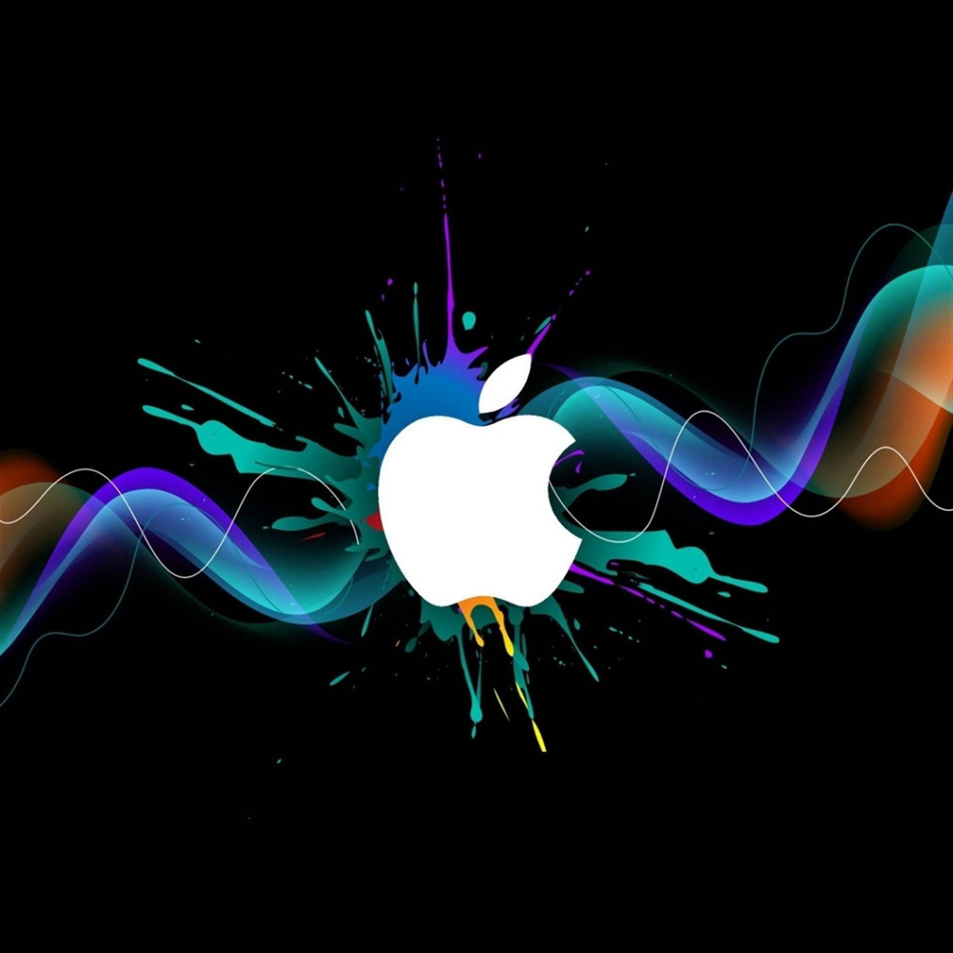 Ipad Pro Apple Logo On Paint And Waves Wallpaper