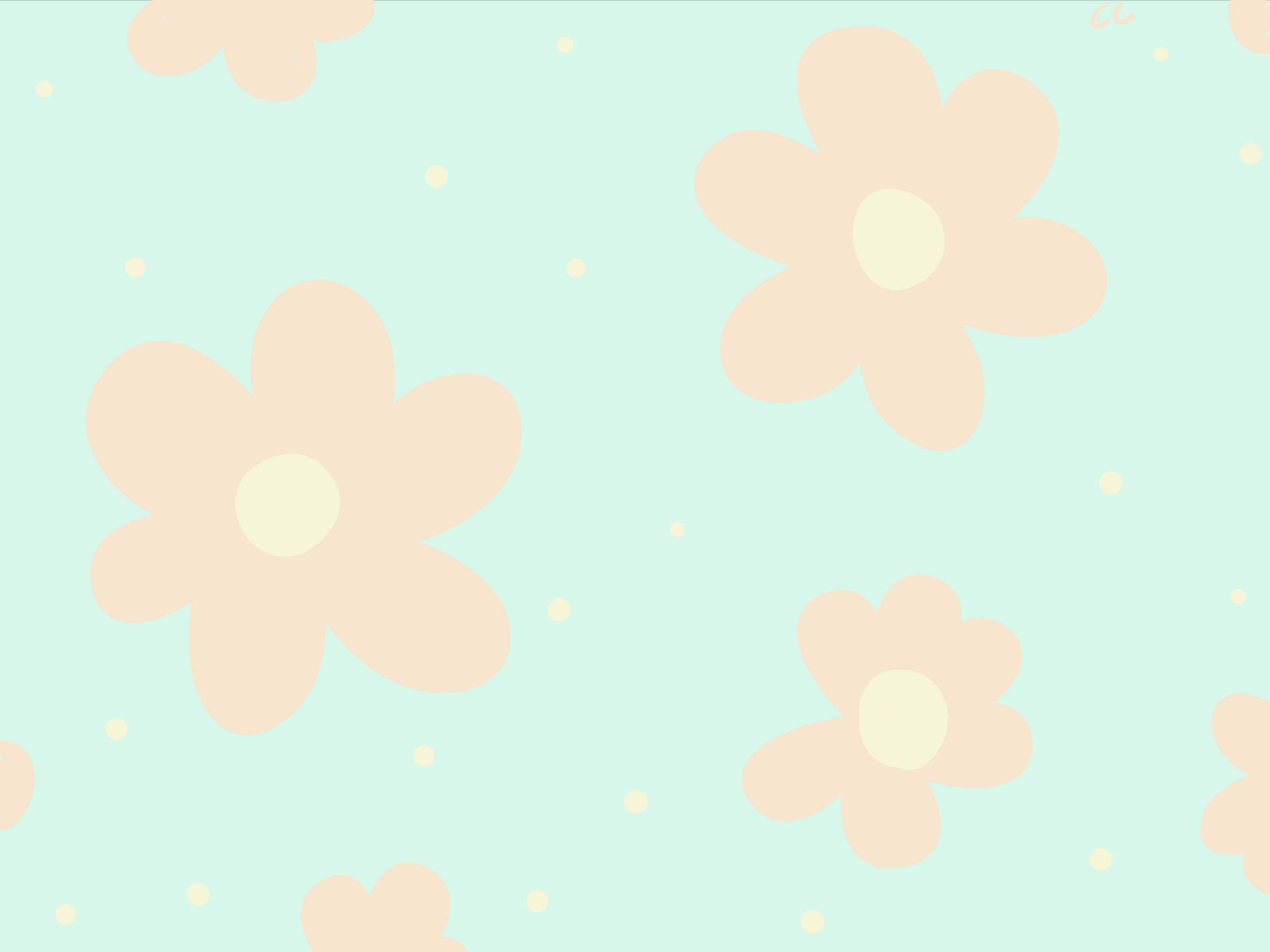Ipad Pro Cute Pink Flowers In Blue Picture