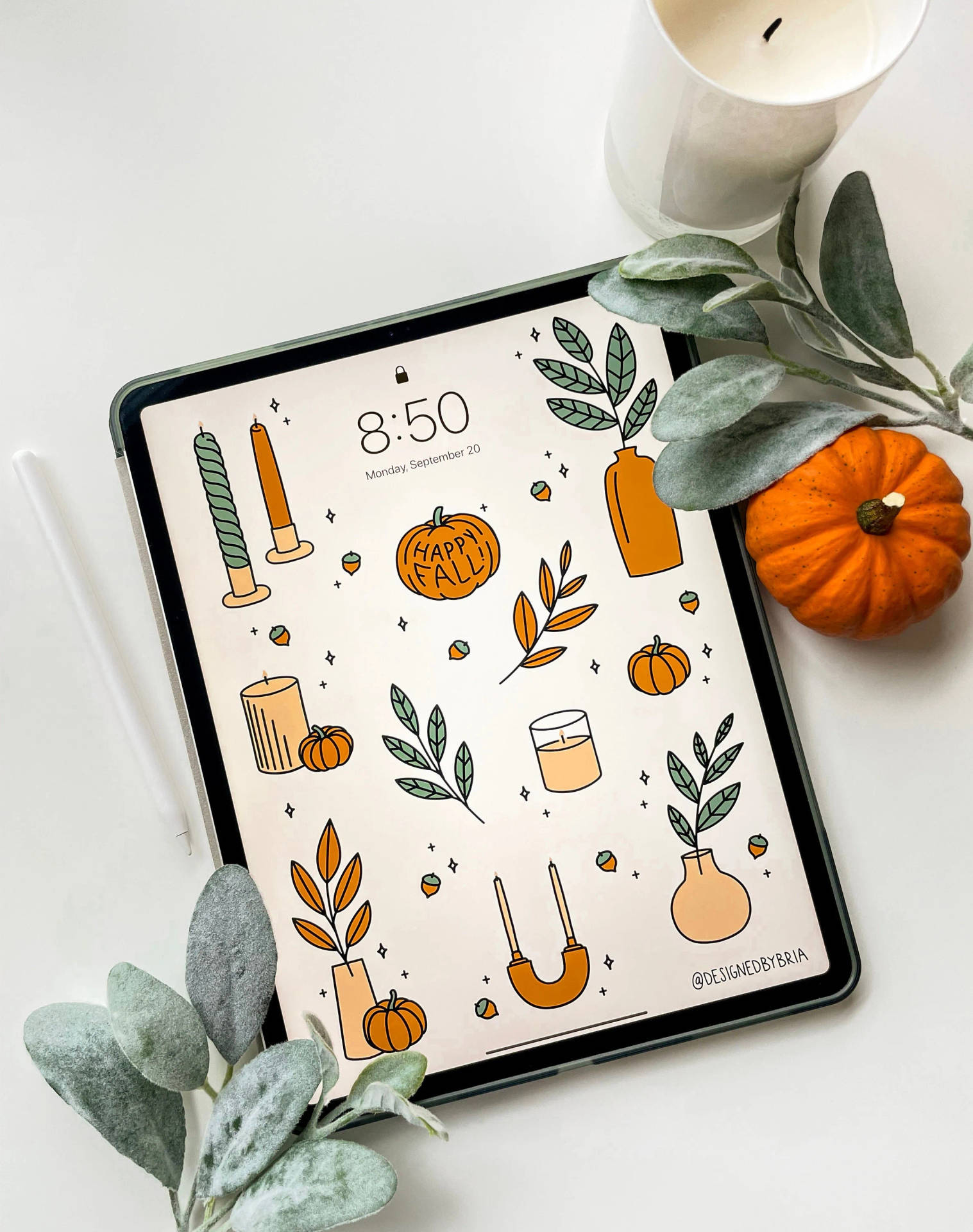 Ipad Pro Cute With Mini Pumpkin Wallpaper