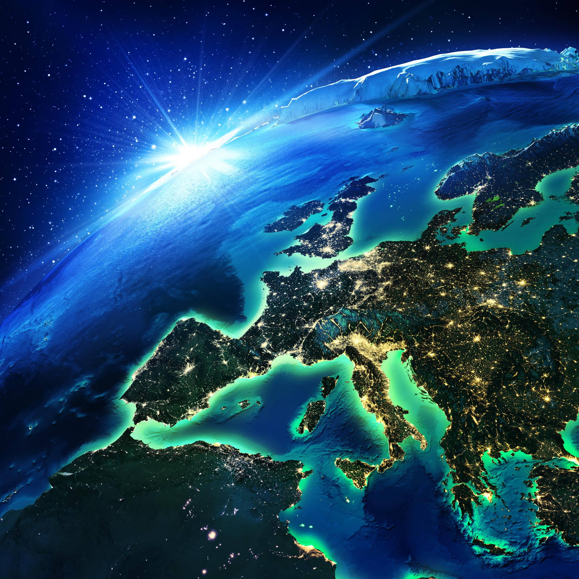 Ipad Pro Satellite Image Of Europe Wallpaper