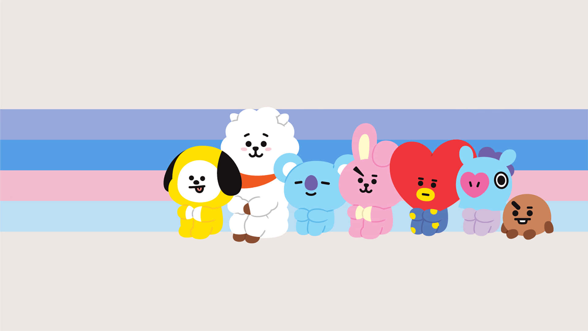 Ipersonaggi Di Bt21 Si Uniscono Per Un'avventura Colorata E Divertente Su Questo Sfondo In Alta Definizione!