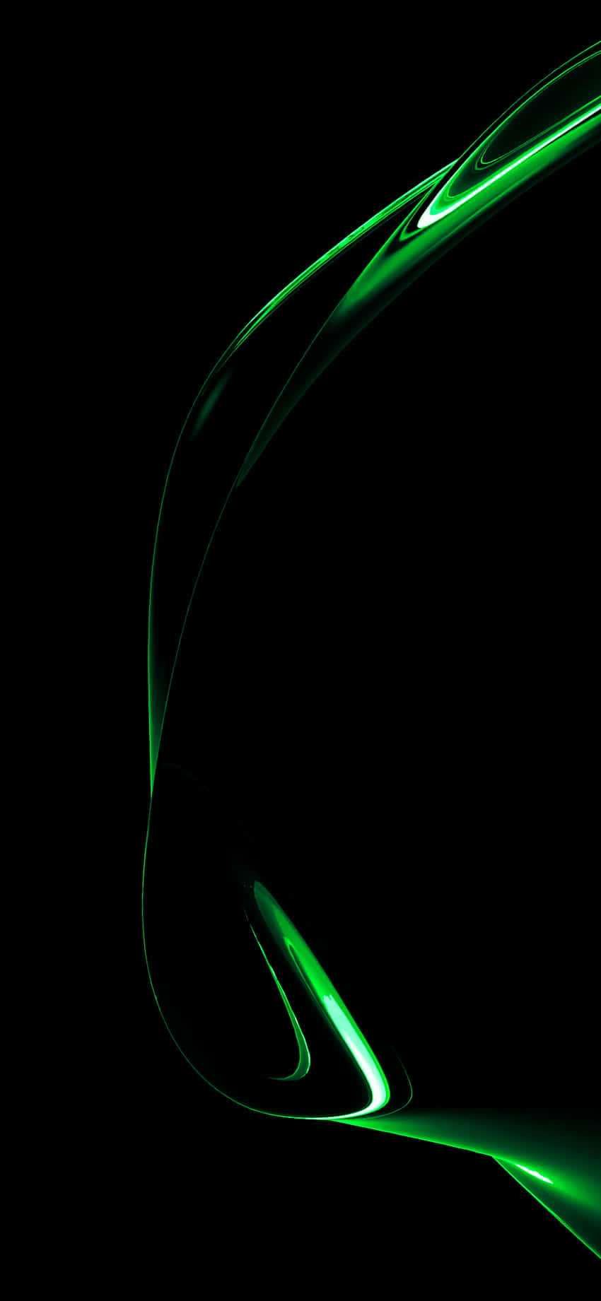 En grøn lys skinner på en sort baggrund. Wallpaper