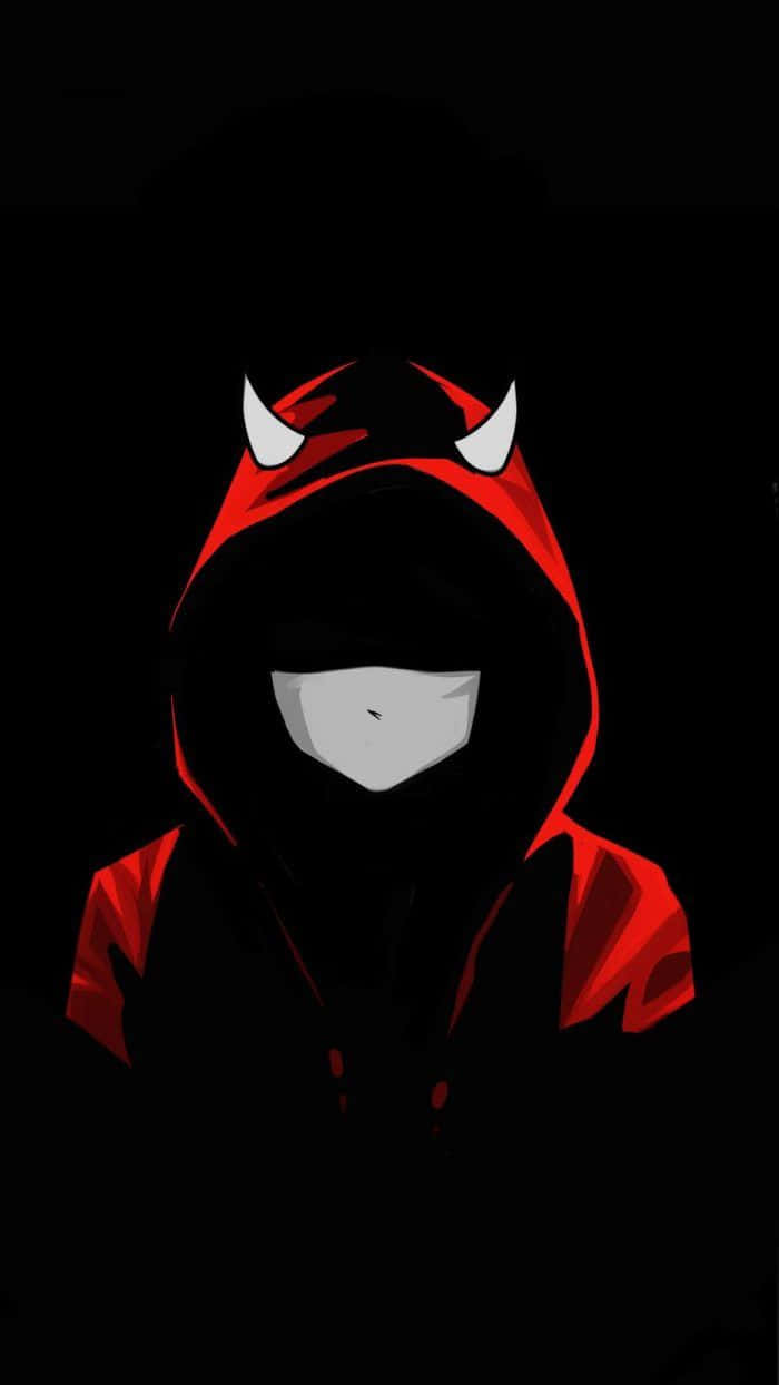 A Red Devil With Horns In A Hoodie Wallpaper