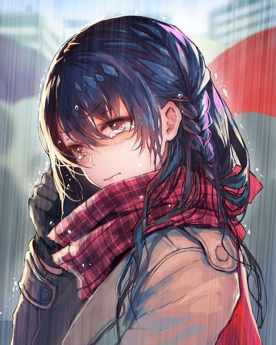 Iphone 12 Anime Crying Girl Wallpaper