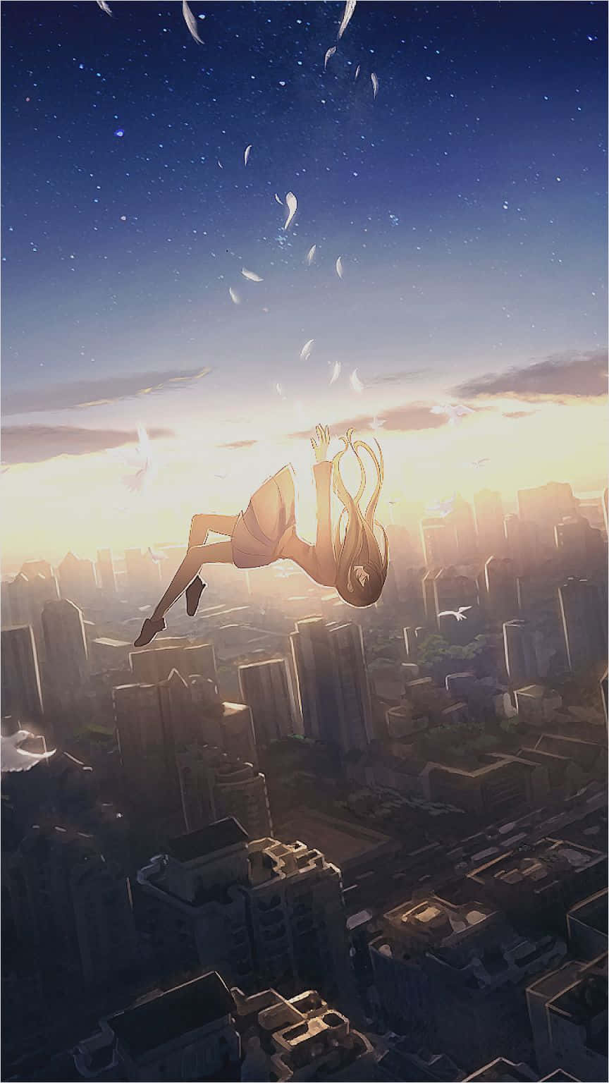 Iphone 12 Anime Falling Girl Wallpaper