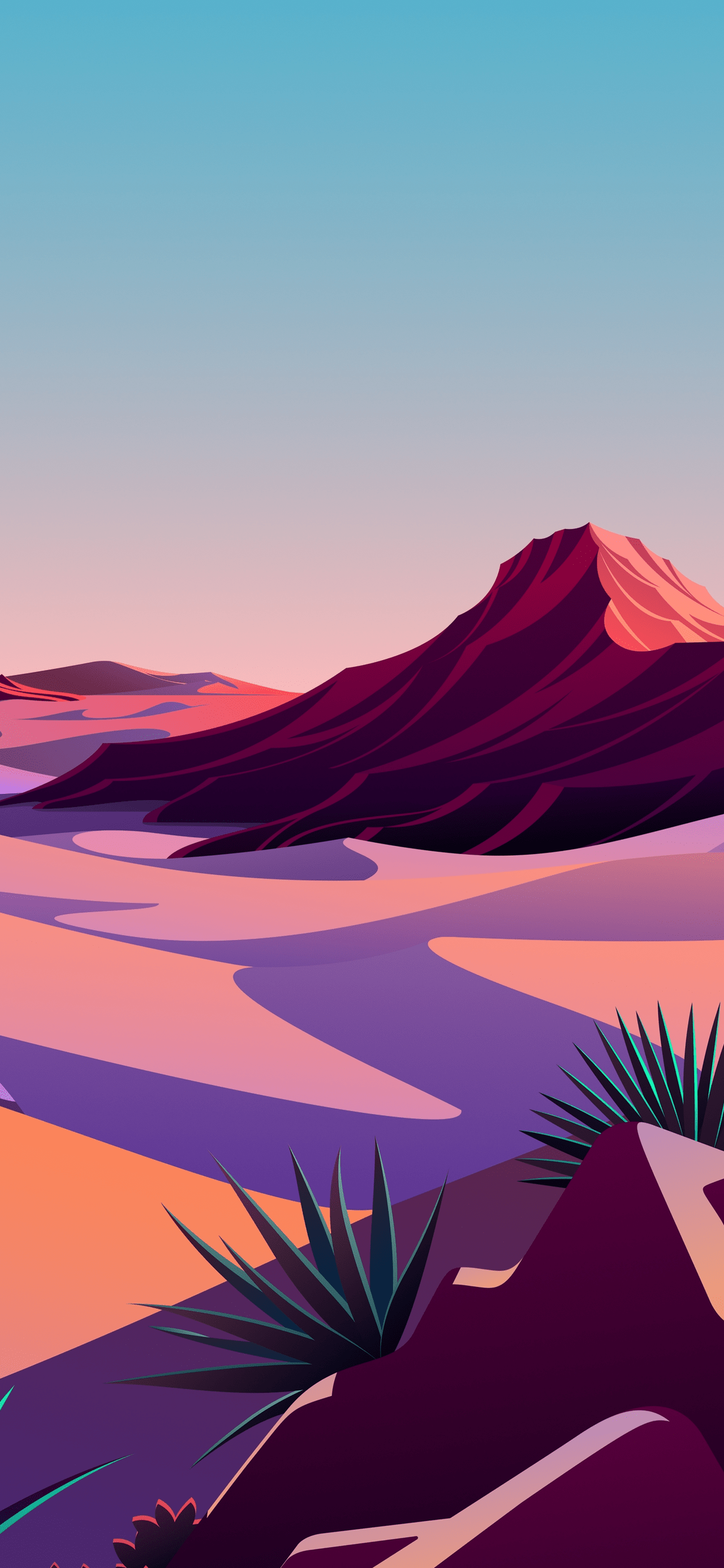 The Latest iPhone 12 Offers an Innovative Design and Enhanced Features Background — A stylized desert landscape with purple mountains and pink sand under a gradient sky at sunset.