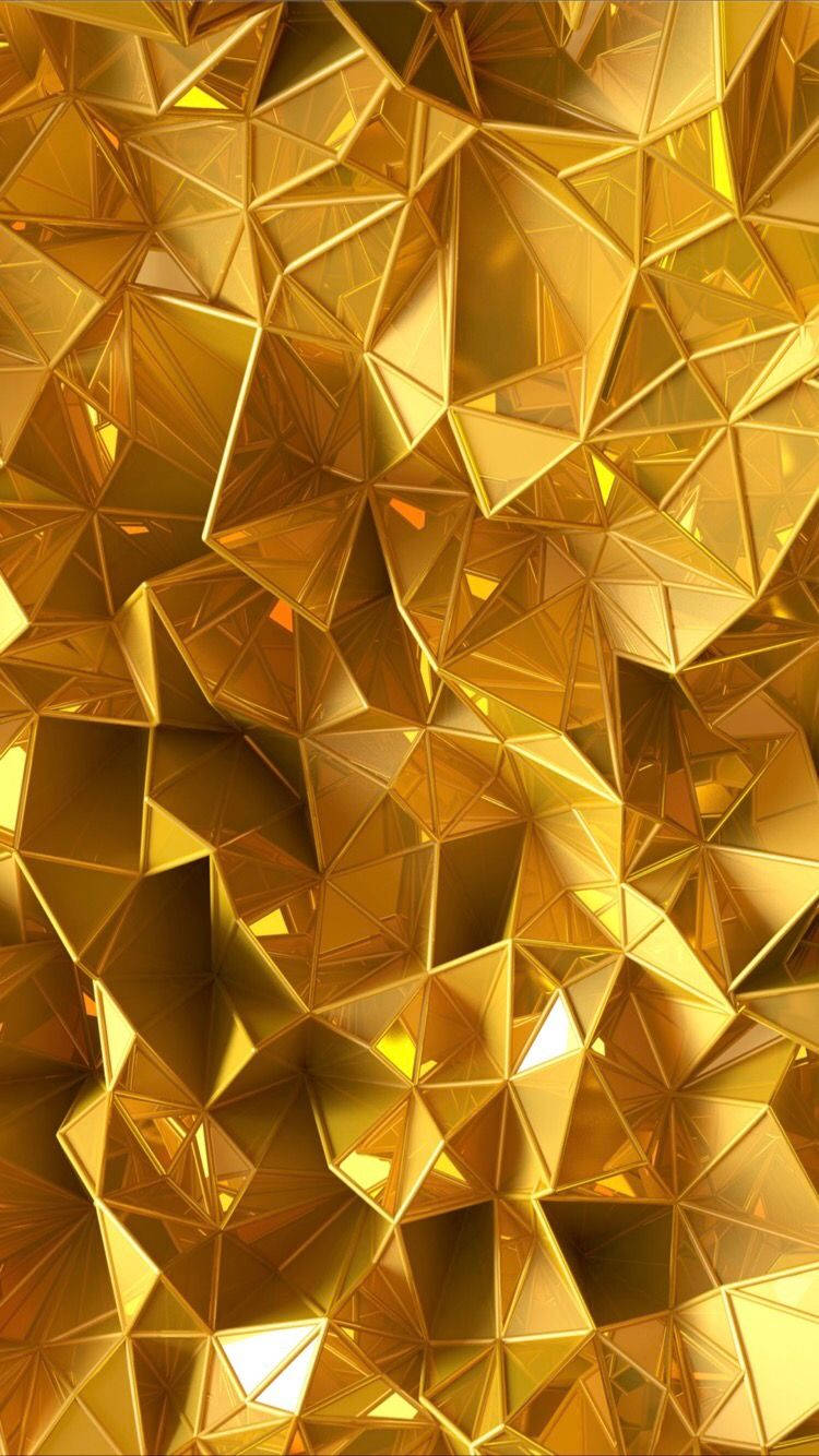 Iphone 12 Pro Max Gold Polygonal Background