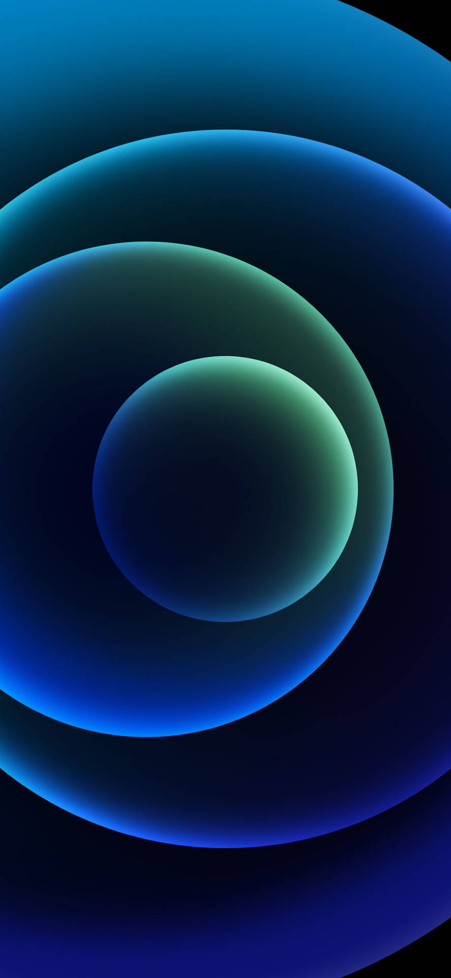 Iphone 12 Stock Blue Dark Green Circles Background