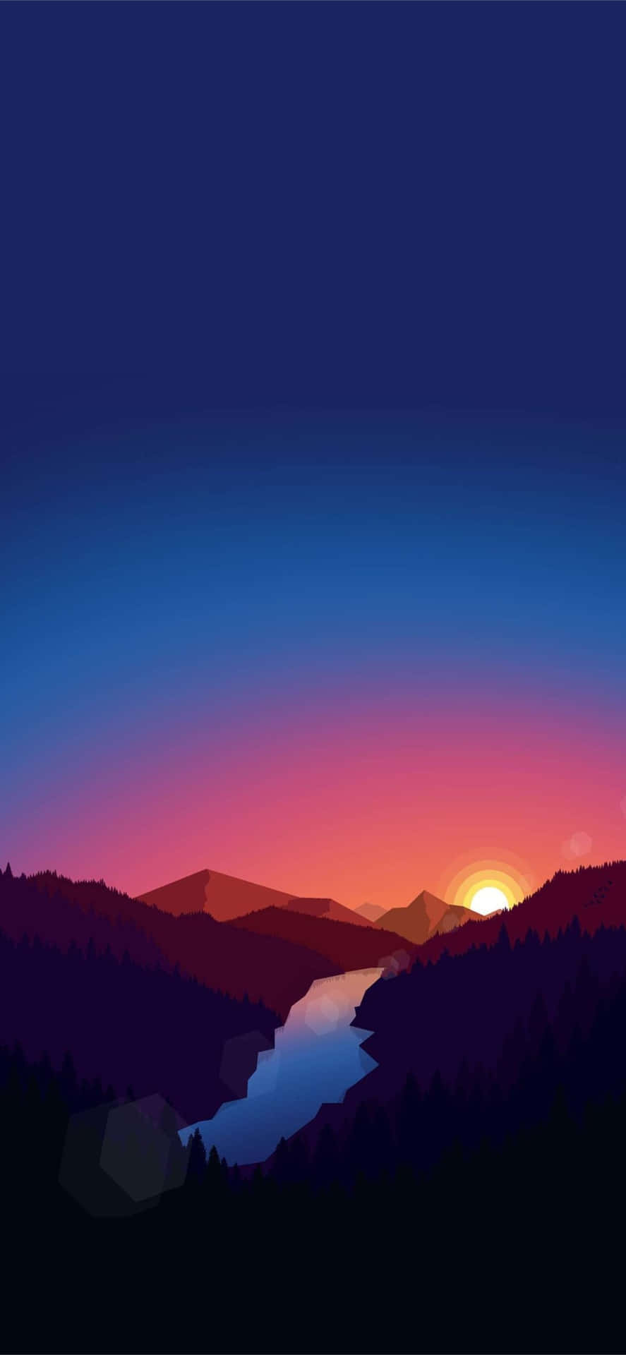 A Sunset Over A Mountain Landscape
