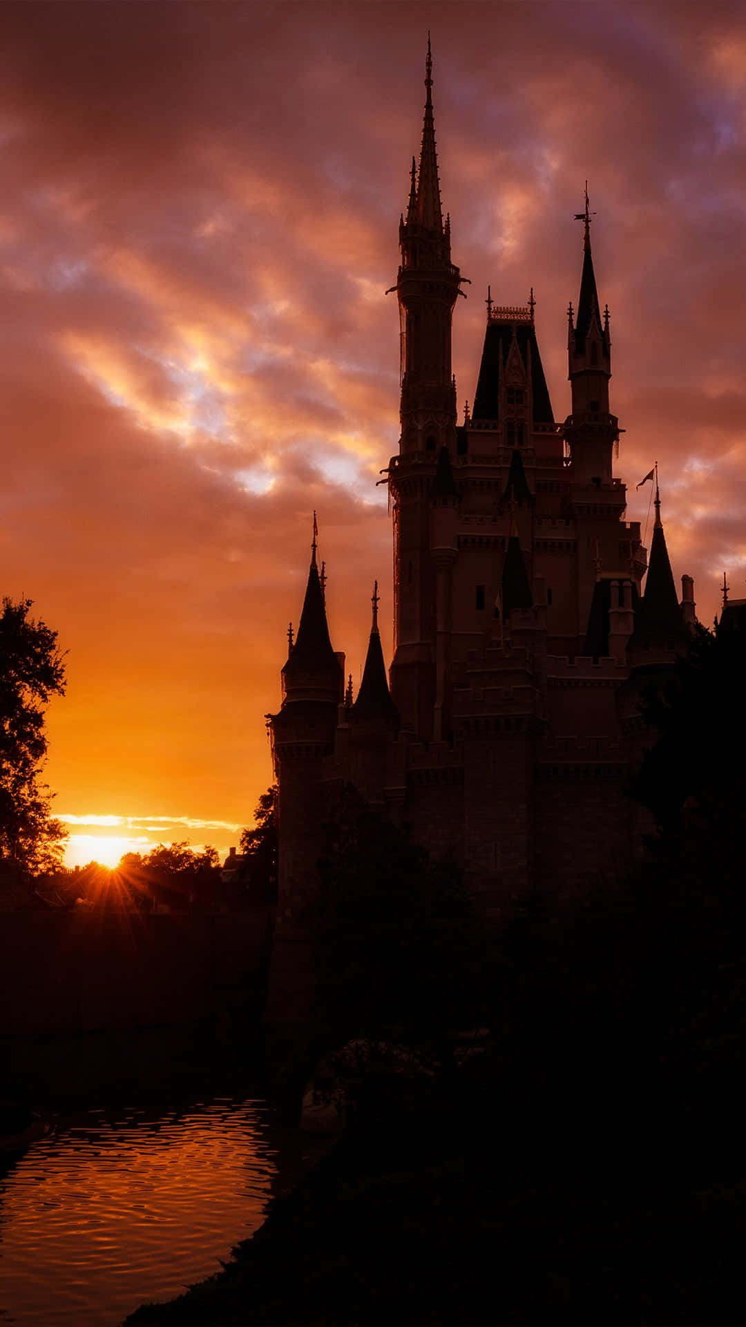 Iphone 7 Disney Castle Sunset Wallpaper