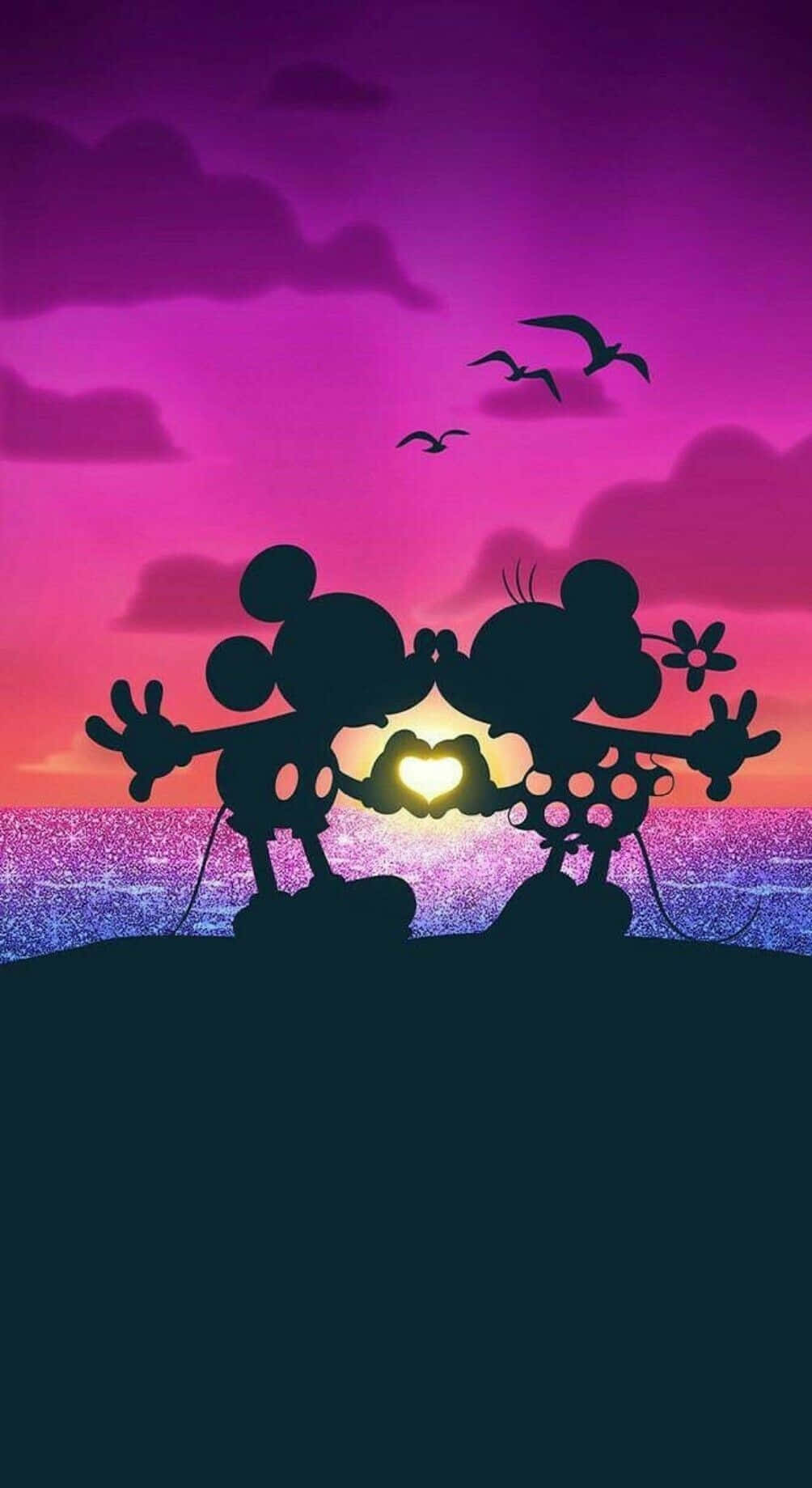 Iphone7 Disney Minnie Mickey Besándose Fondo de pantalla