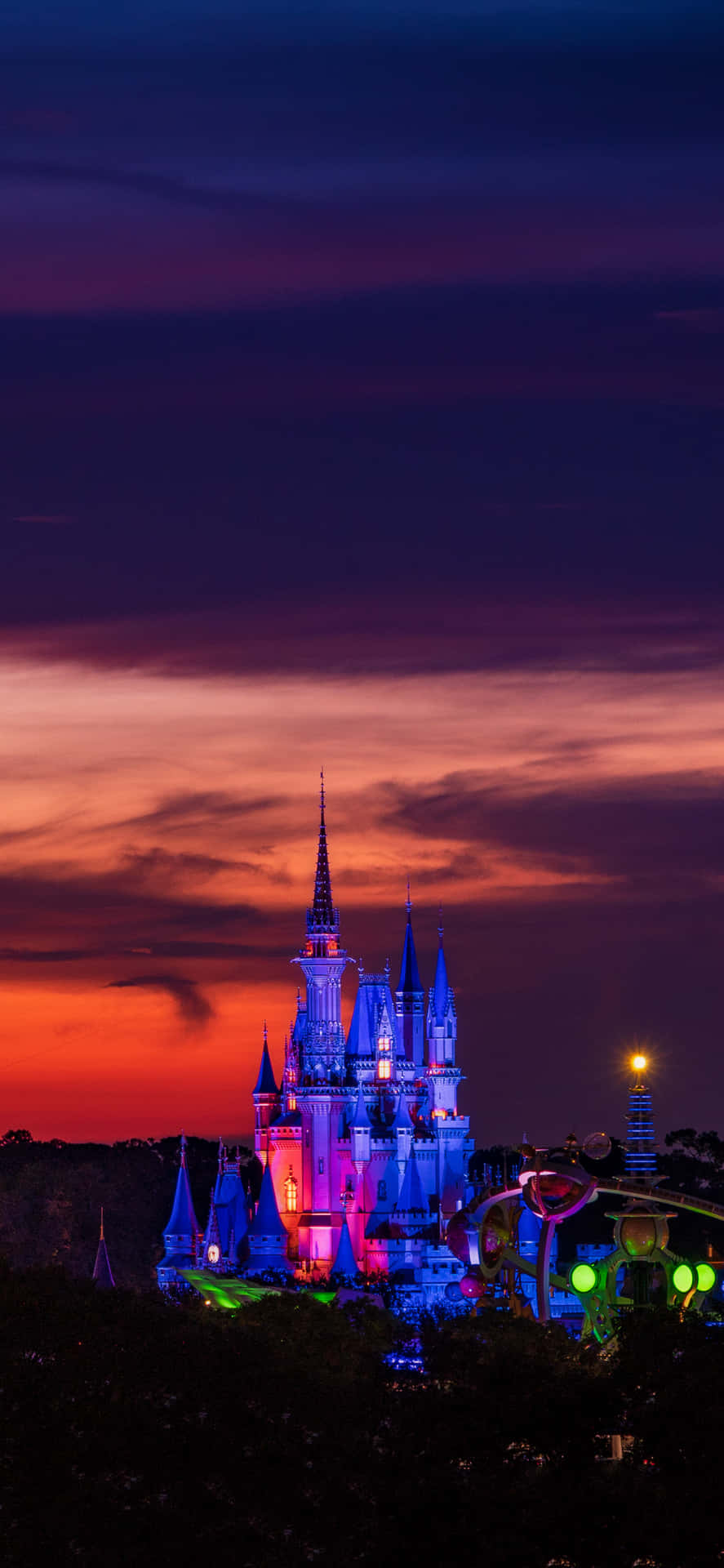 Iphone 7 Disney Castle Sunset Park Wallpaper