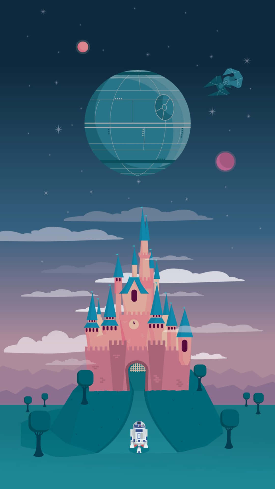 Iphone 7 Disney Castle Teal Blue Wallpaper