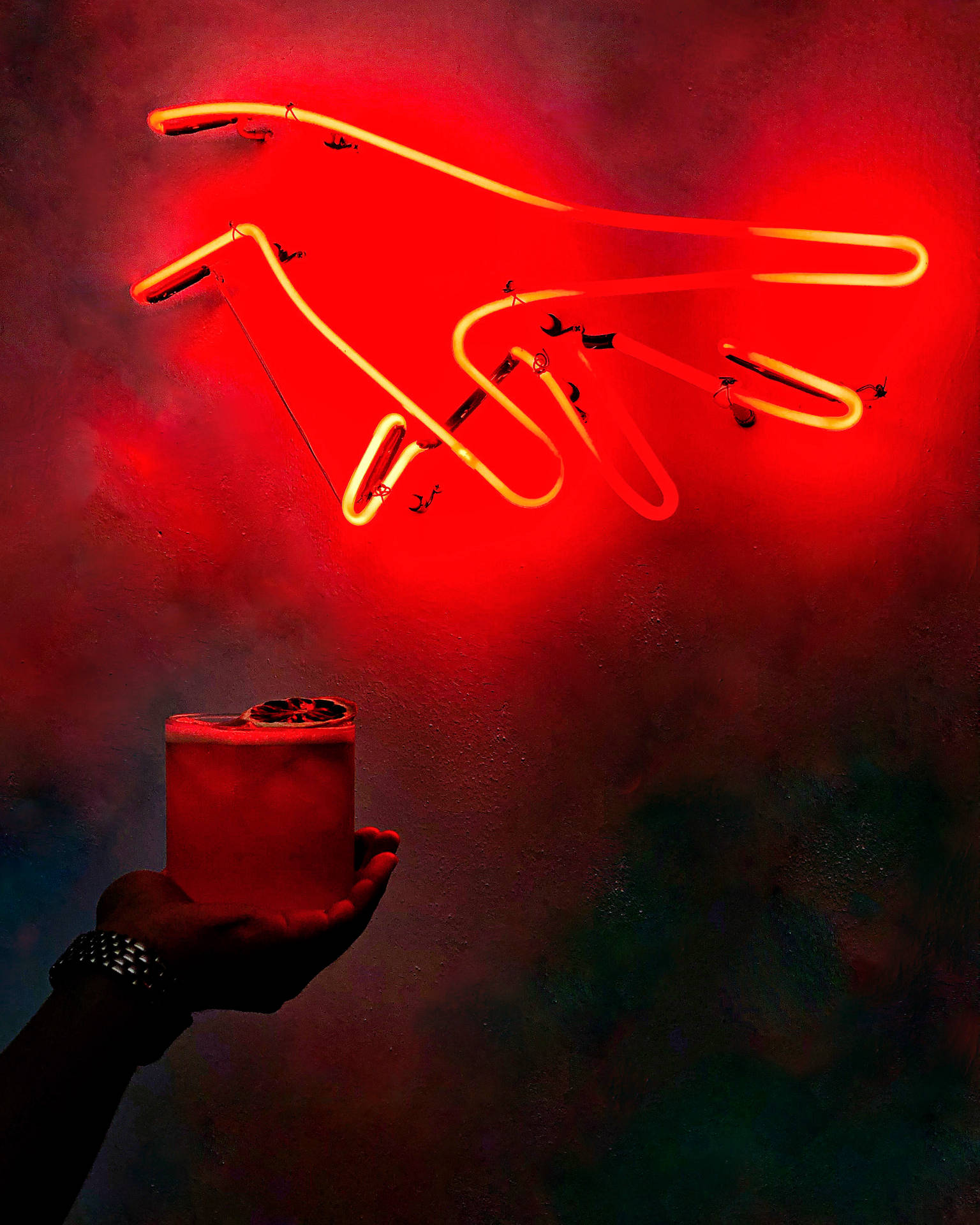Iphone 8 Red Neon Hand Sign Wallpaper