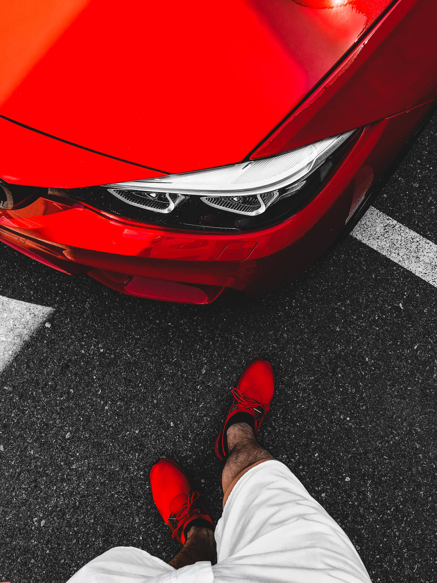 Iphone 8 Red Shoes And Car Background