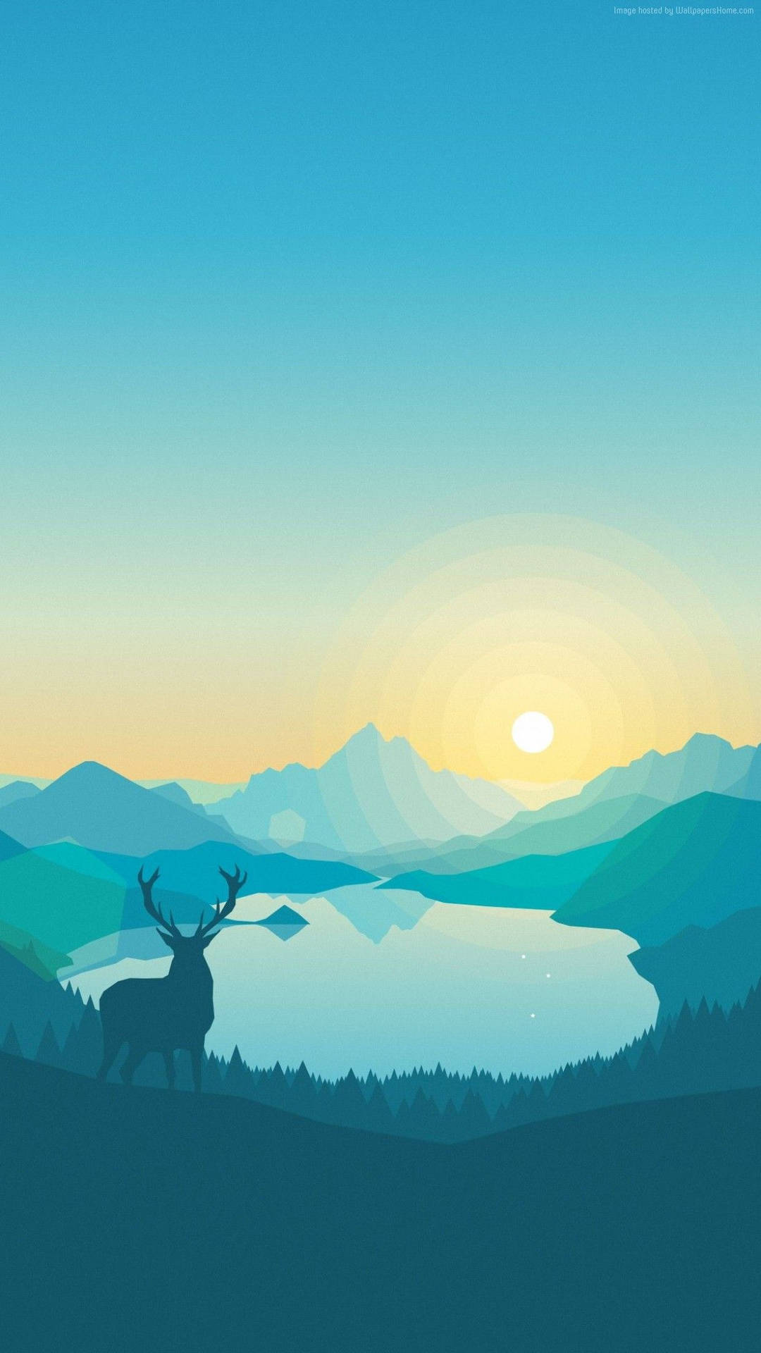 Animaciónde Ciervo En El Lago Para Iphone Fondo de pantalla