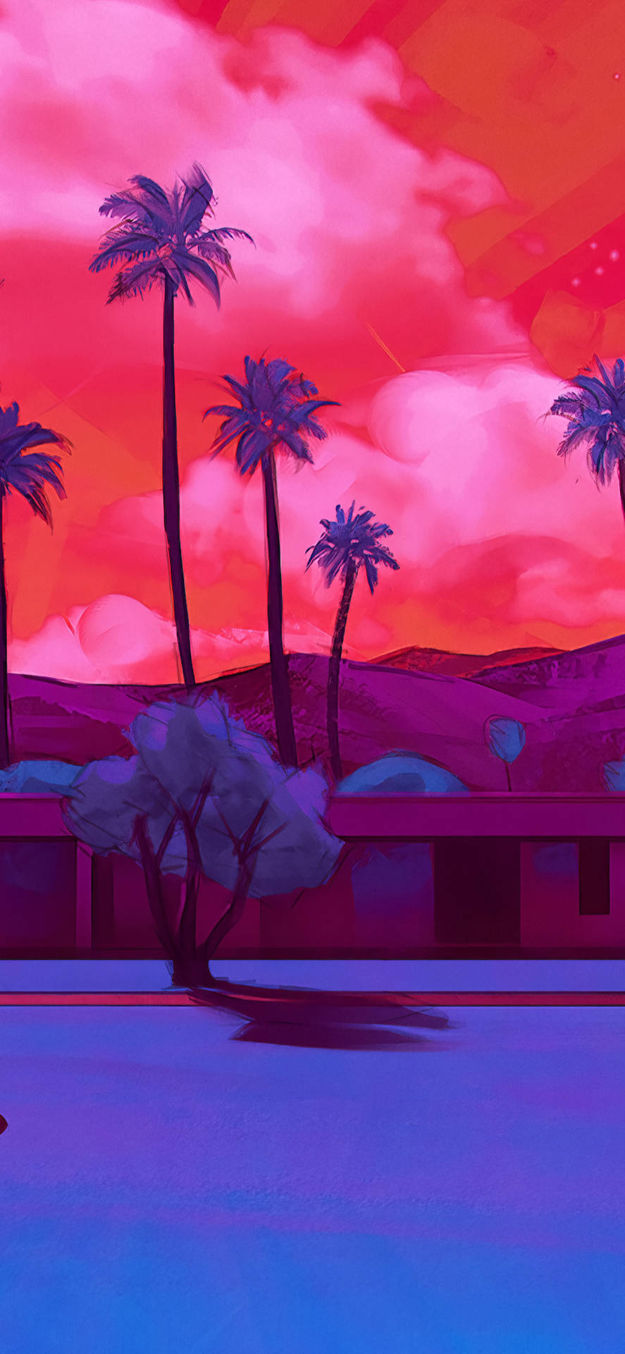 iPhone California Palm Trees Vector Art Wallpaper