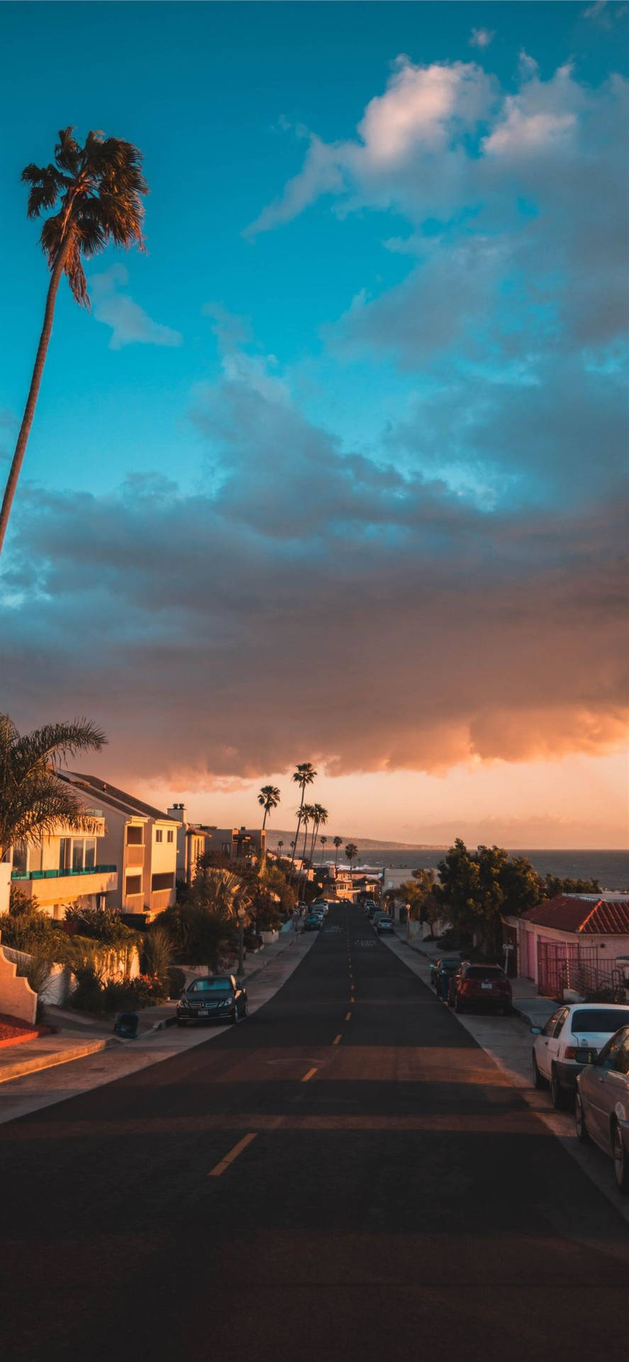 Iphone California Cloudy Sunset Street Wallpaper