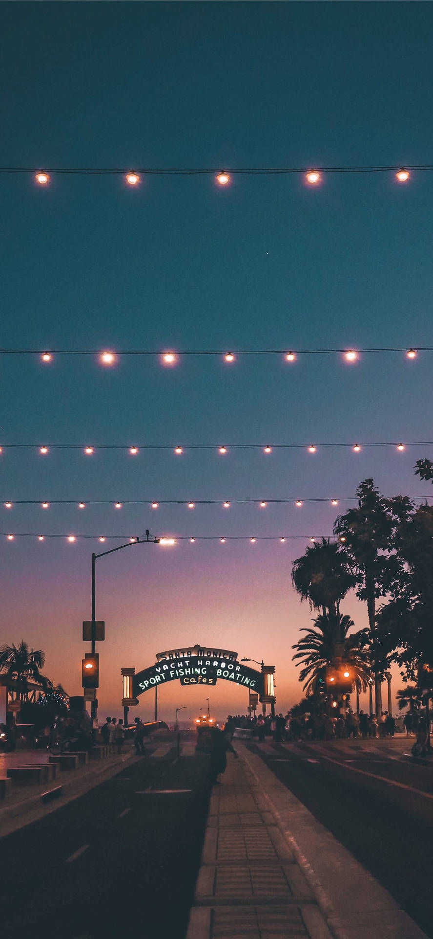 Iphone California Santa Monica Night Lights Wallpaper