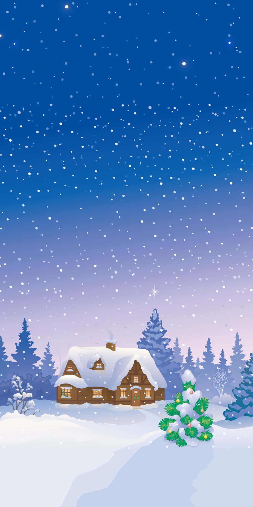 An enchanting iPhone wallpaper capturing the beauty of Christmas comingled with a magical snowfall. Wallpaper