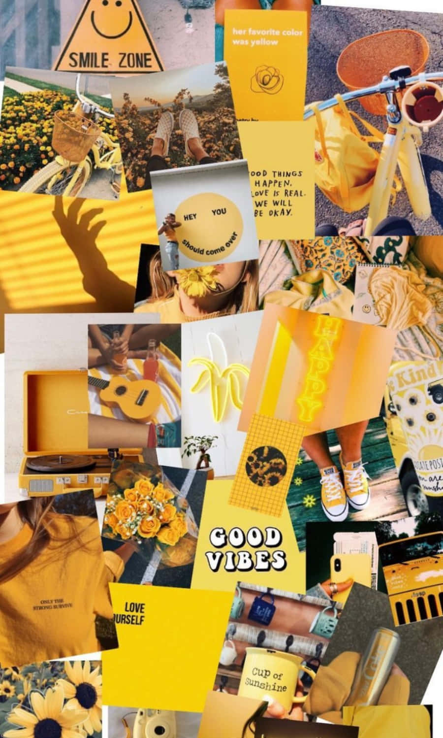 Collagede Iphone Amarillo Vintage Fondo de pantalla