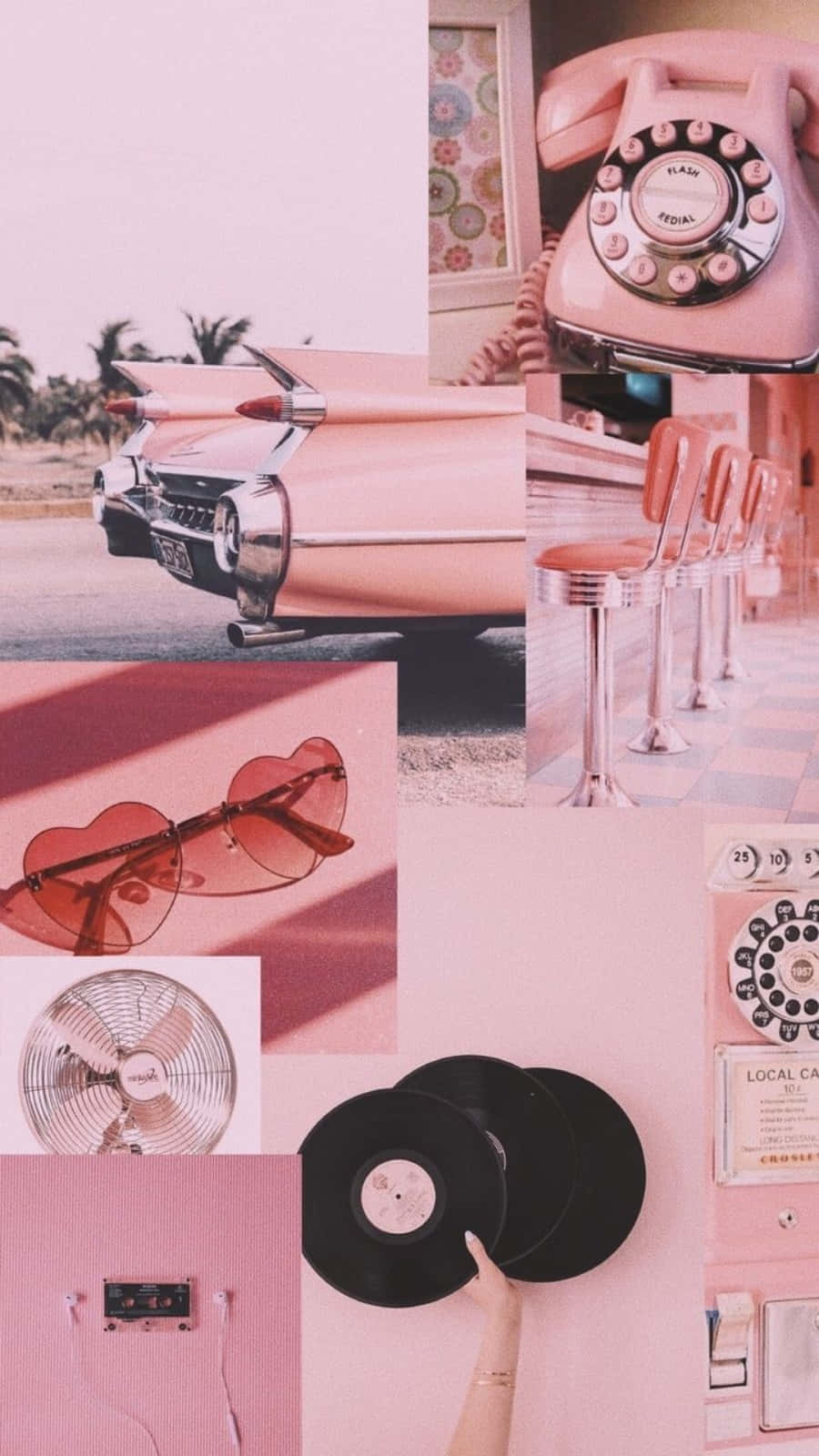 Iphone Collage Of Vintage Car And Telephone Wallpaper