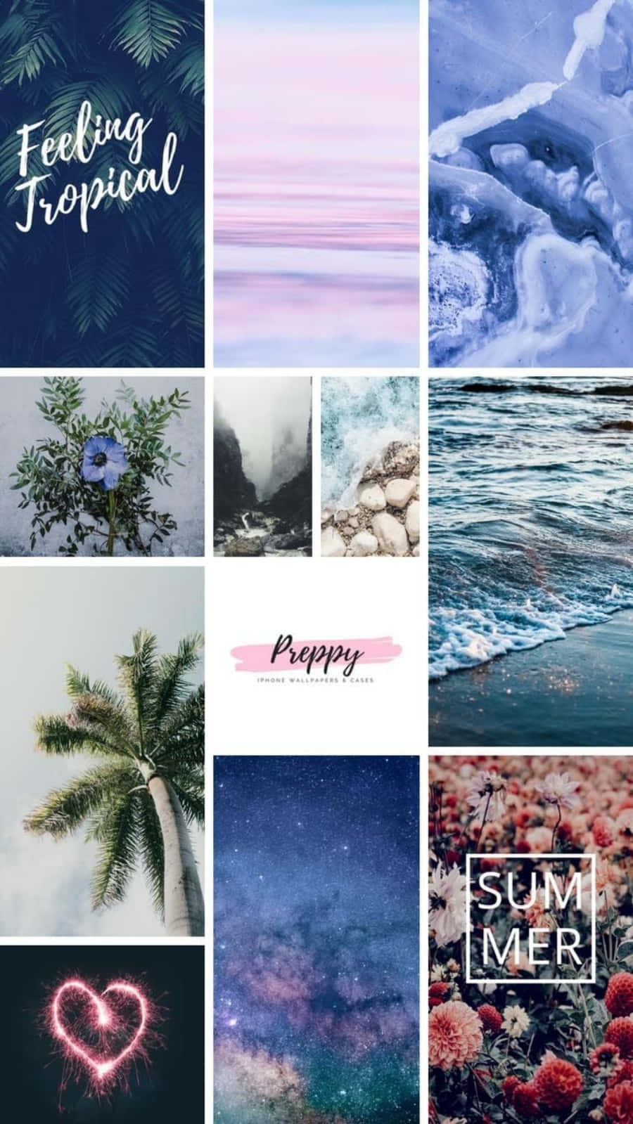 Collagede Iphone De Playa Y Cielo Estrellado. Fondo de pantalla