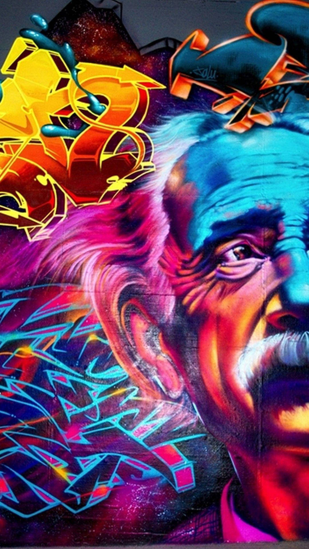 Iphone Colorido Com Grafite De Albert Einstein Papel de Parede