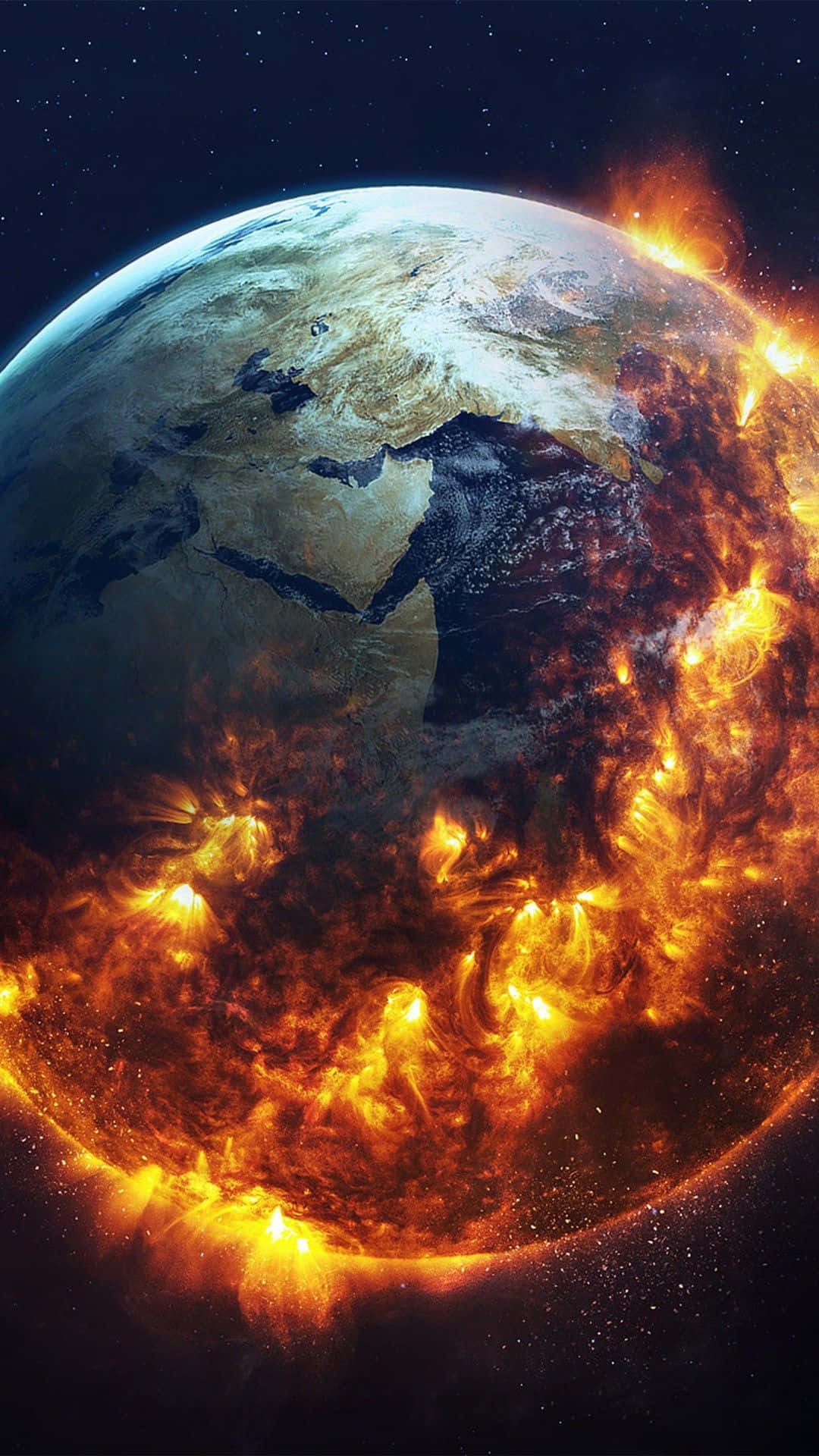 Iphoneder Planet Erde Geht In Flammen Auf. Wallpaper
