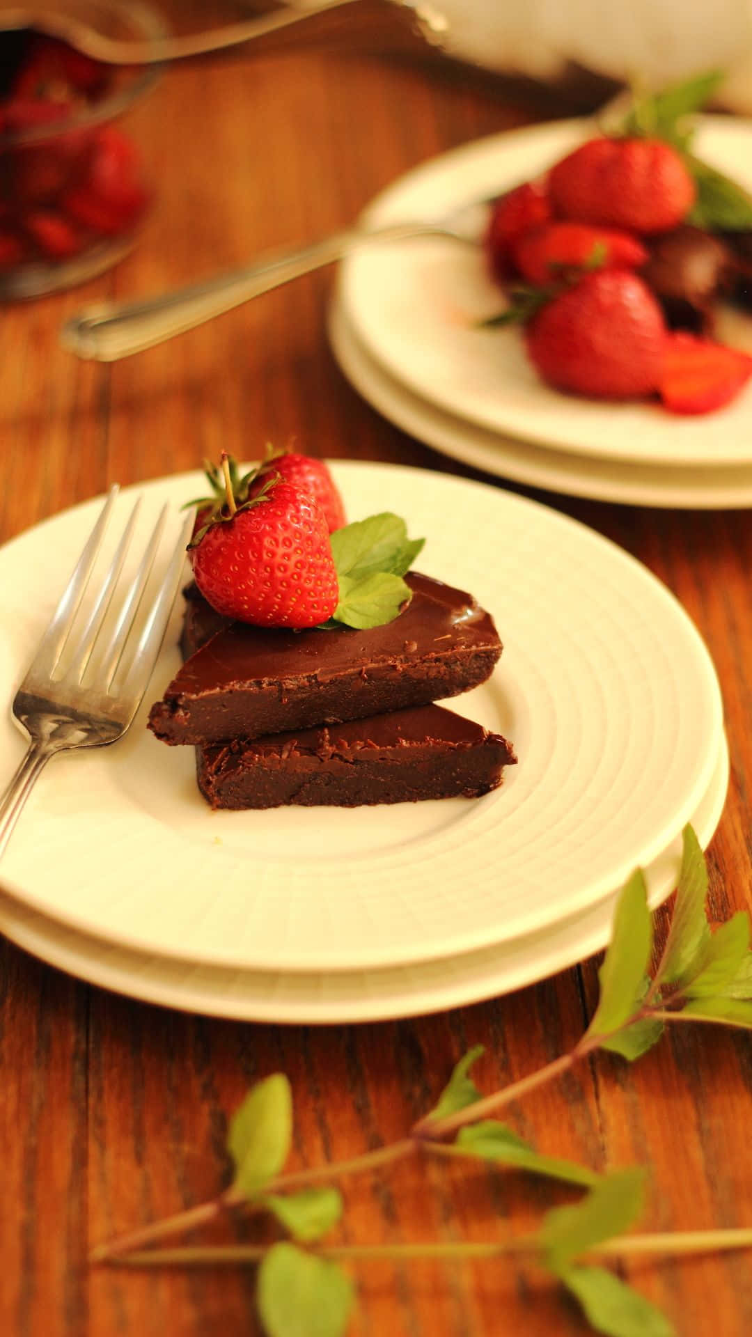 Iphonecomida Chocolate Morango Sobremesa. Papel de Parede