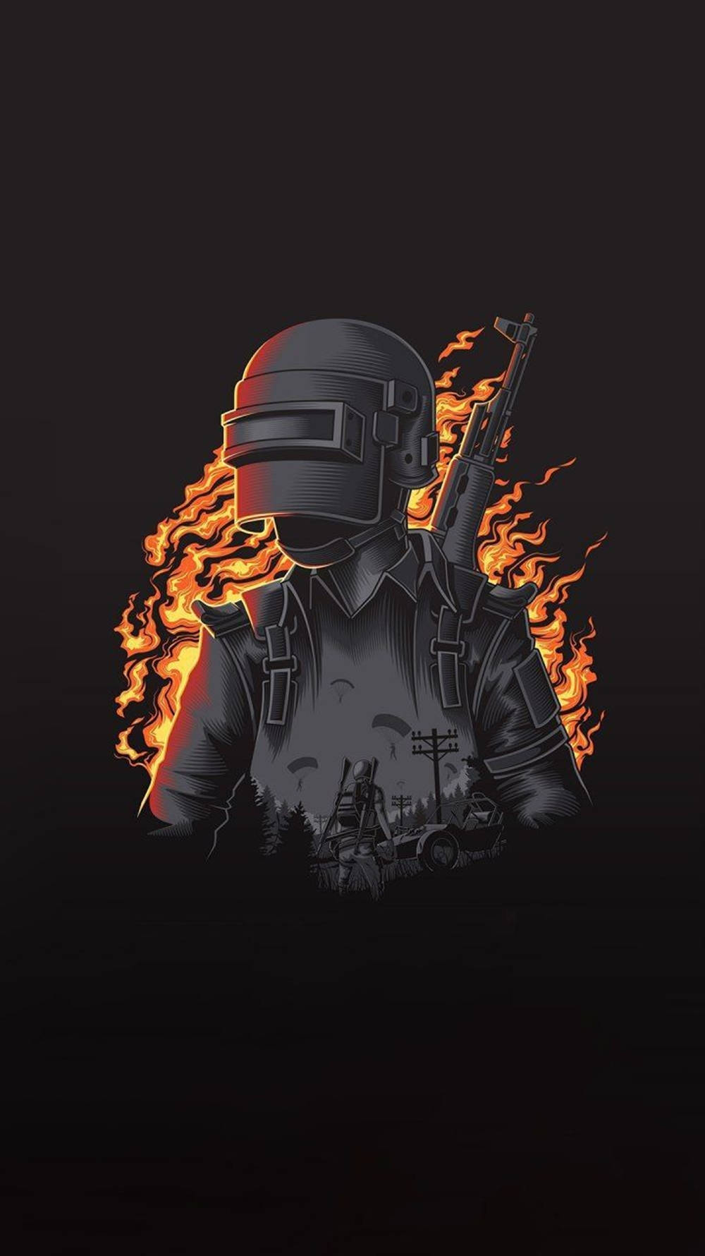 iPhone Gaming Fiery PUBG Character Wallpaper