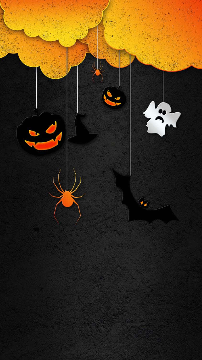 Iphone Halloween Background Black Jack O'lanterns And Spiders Background