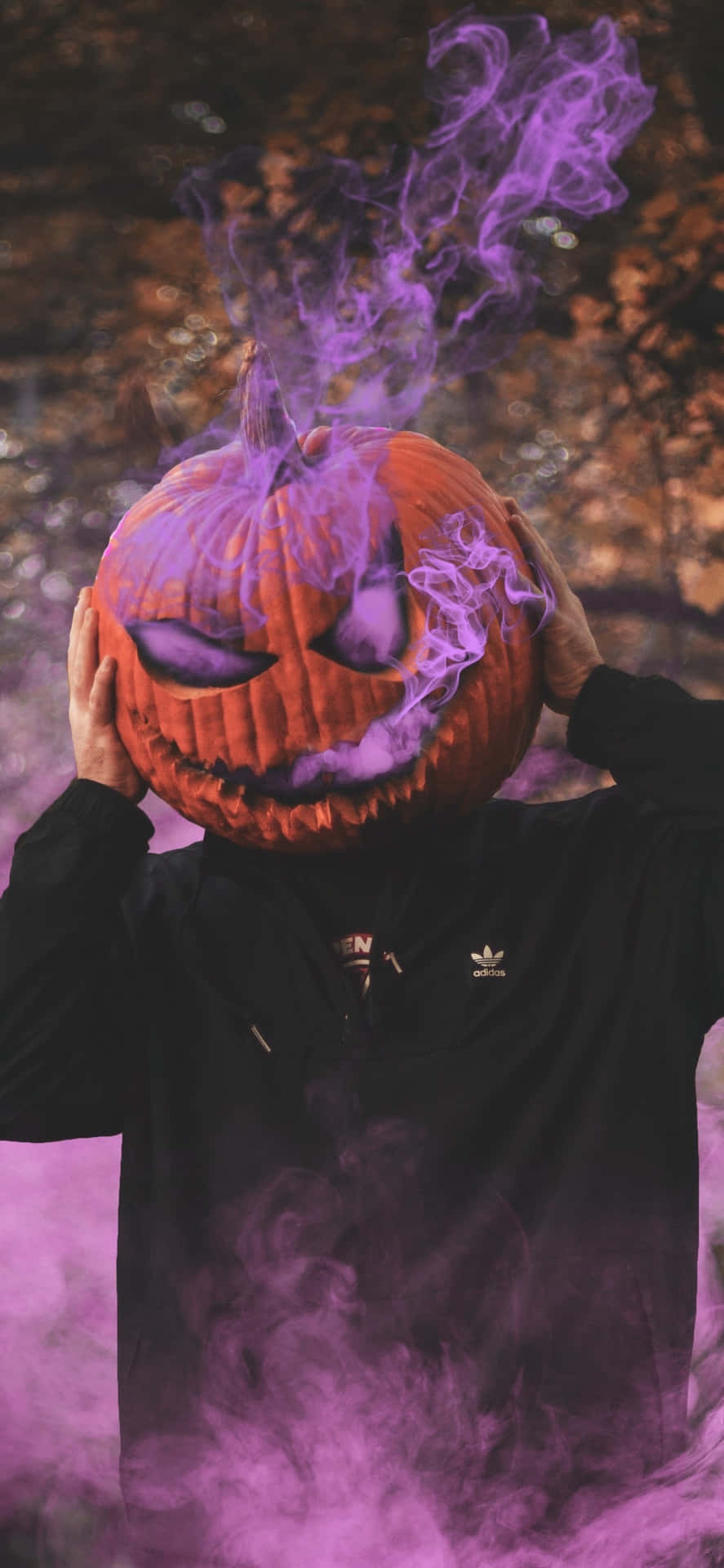 iPhone Halloween Background Pumpkin With Purple Smoke