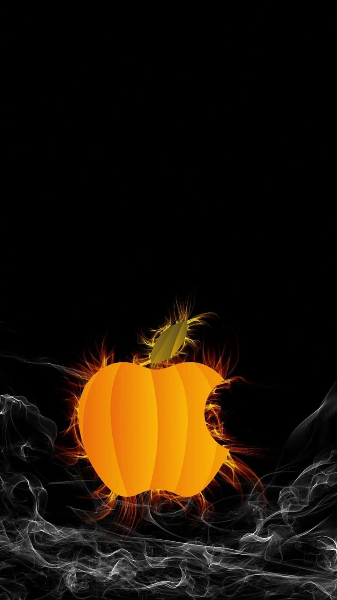 Pumpkin Apple Logo For iPhone Halloween Background
