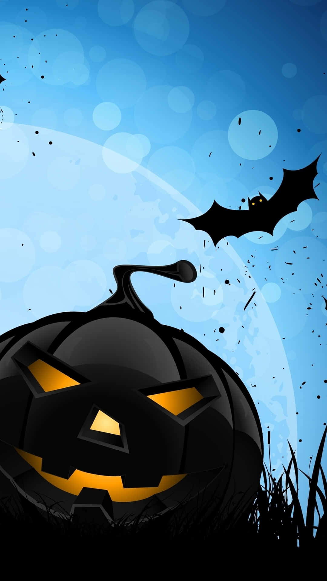 Black Pumpkin And Bats For Iphone Halloween Background