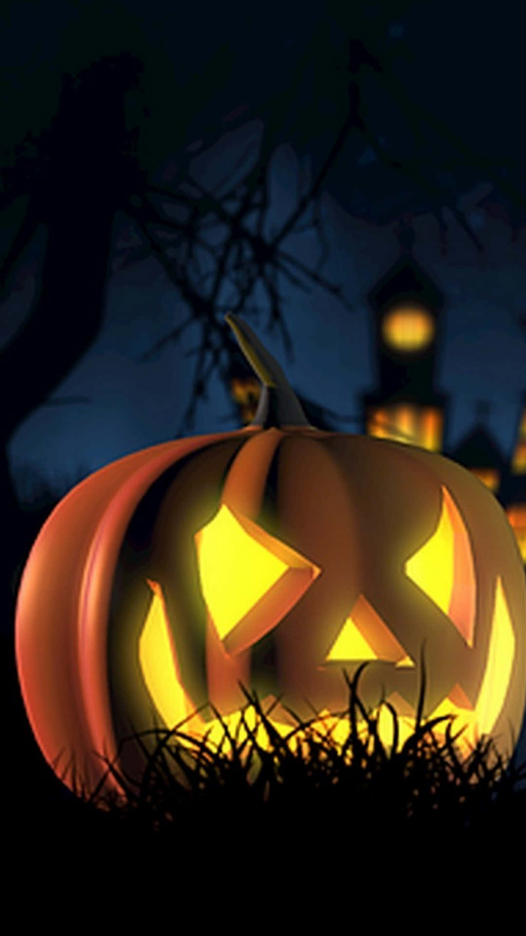Fondoschermo Di Halloween Per Iphone Con Jack O' Lantern Brillante.
