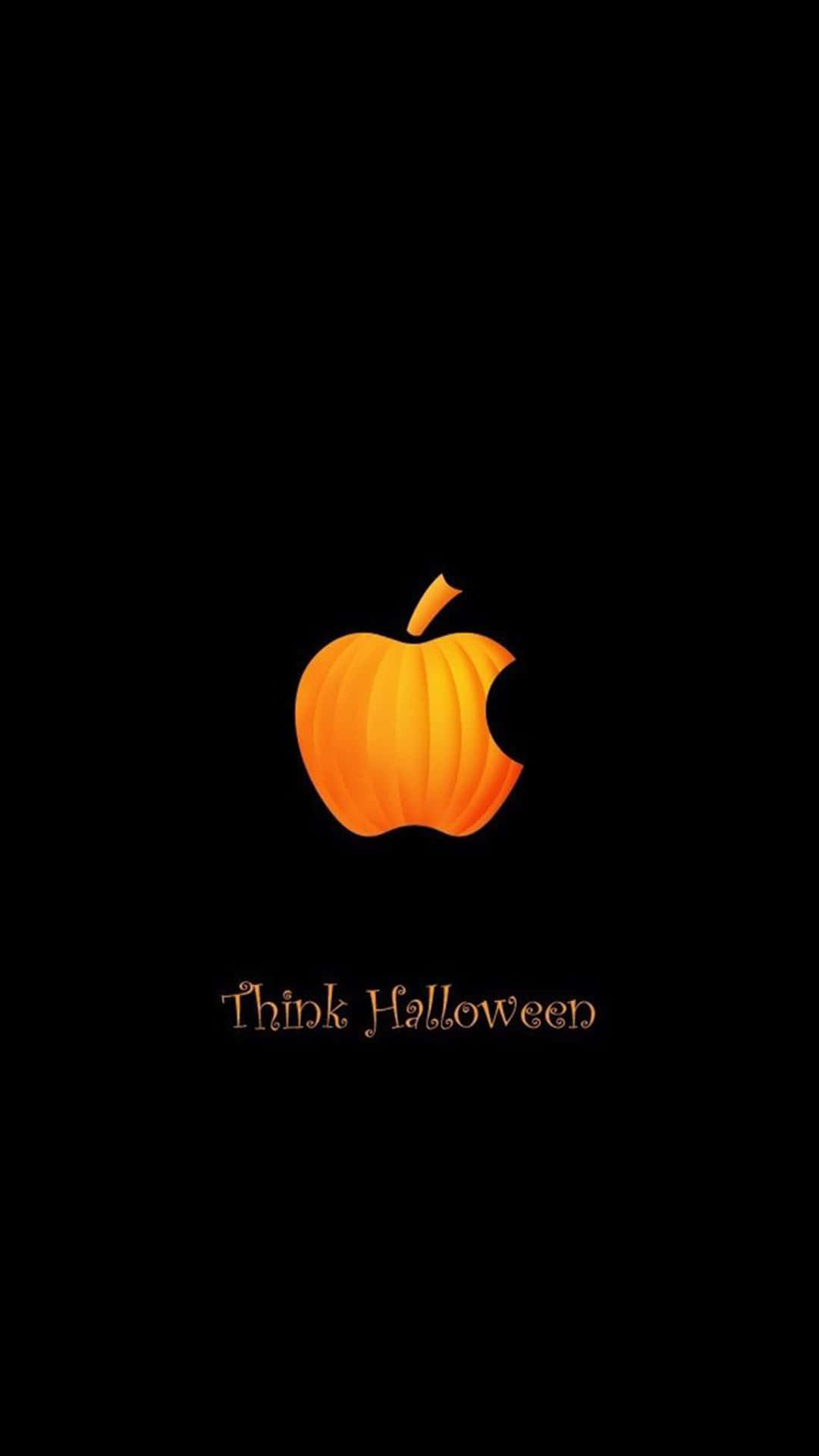 Sfondodi Halloween Per Iphone Con Il Logo Della Mela A Forma Di Zucca.