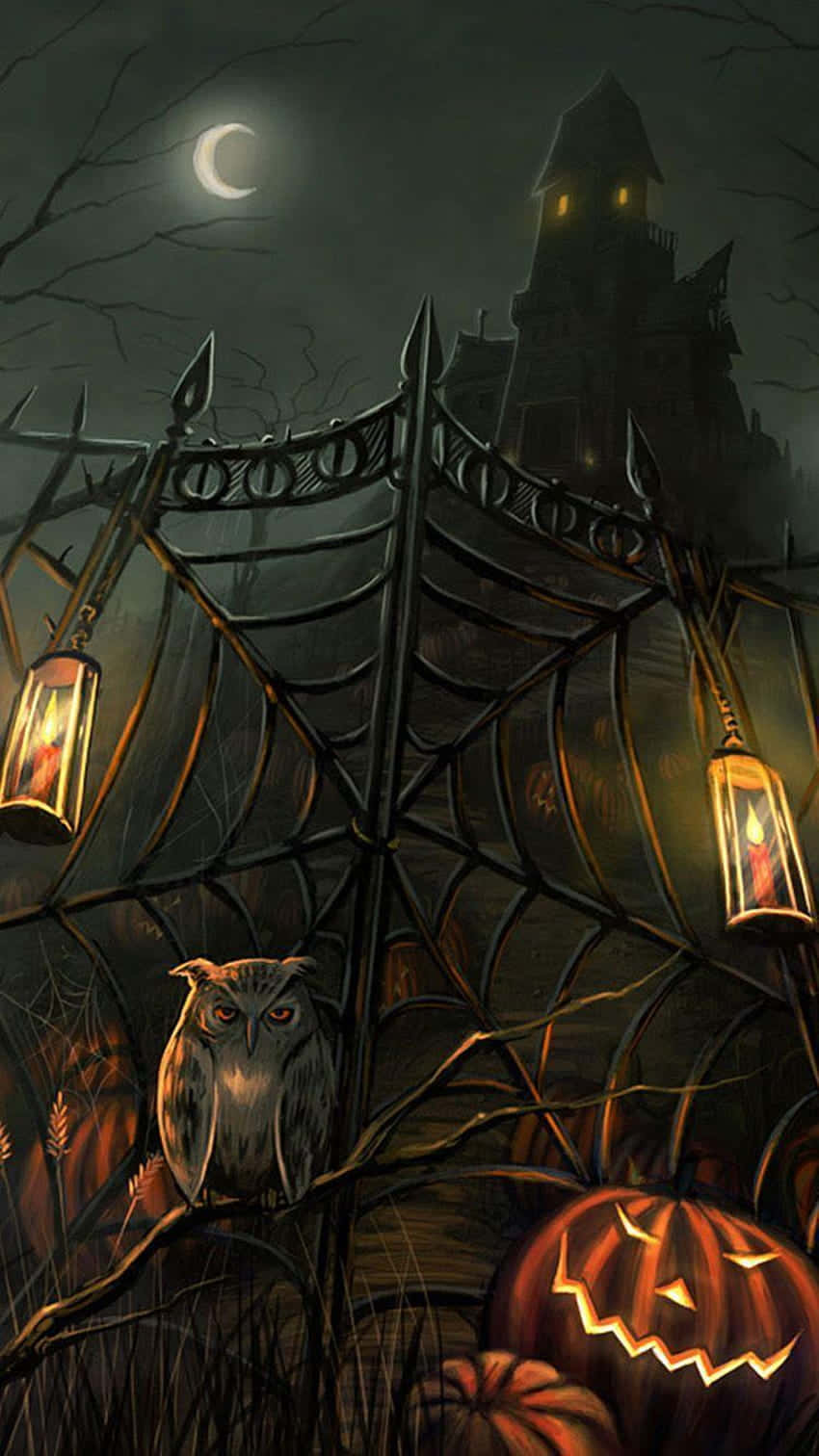 Haunted Mansion Gate iPhone Halloween Background