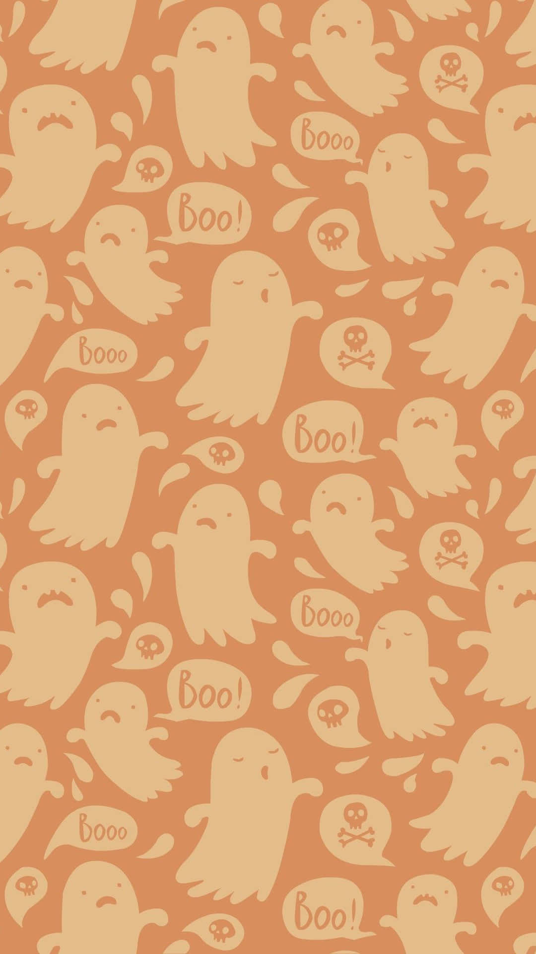 Arteminimalista Con Motivo Di Fantasmi Per Lo Sfondo Di Halloween Dell'iphone