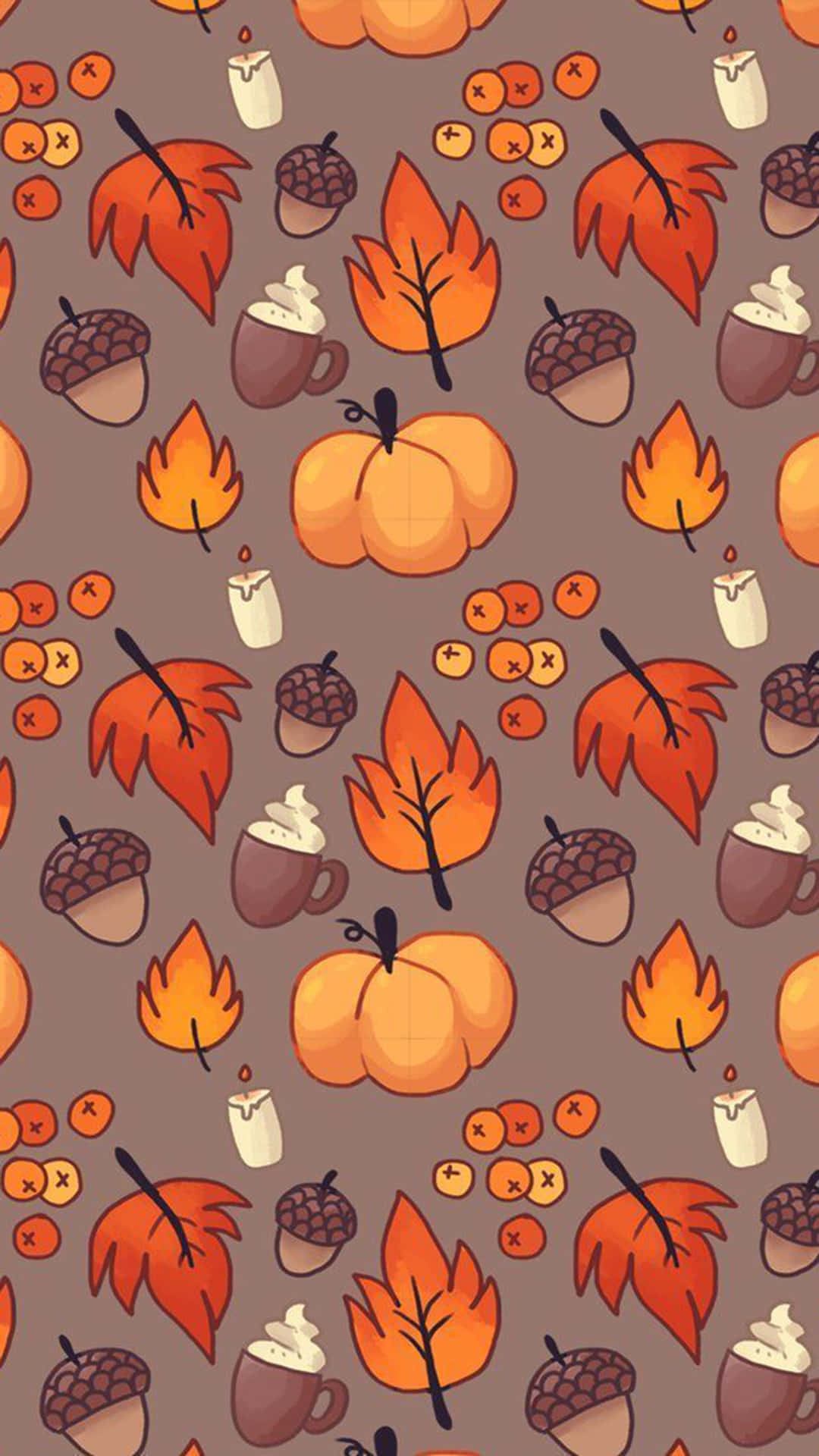 Herbstblätterund Kürbisse Für Einen Iphone Halloween-hintergrund