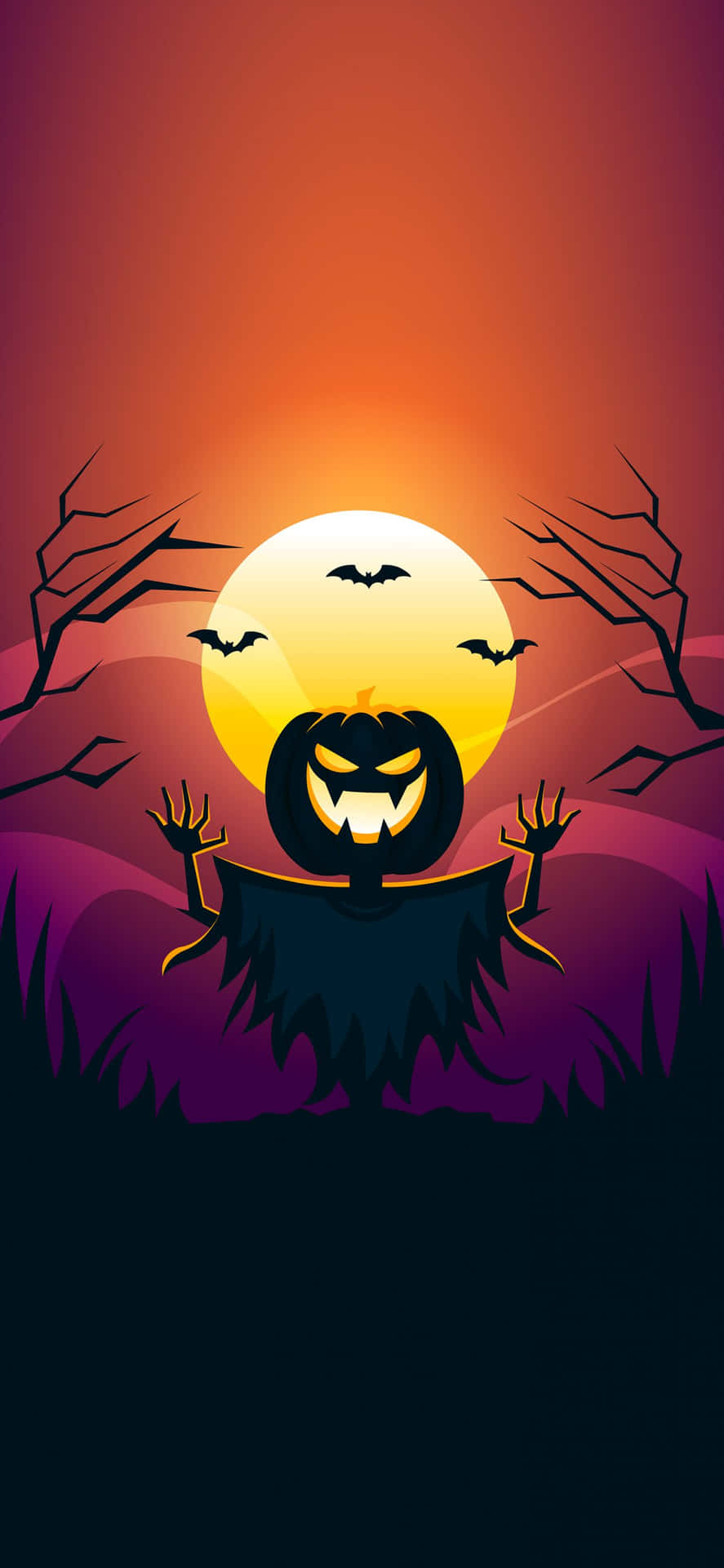 iPhone Halloween Background Jack O' Lantern Scarecrow