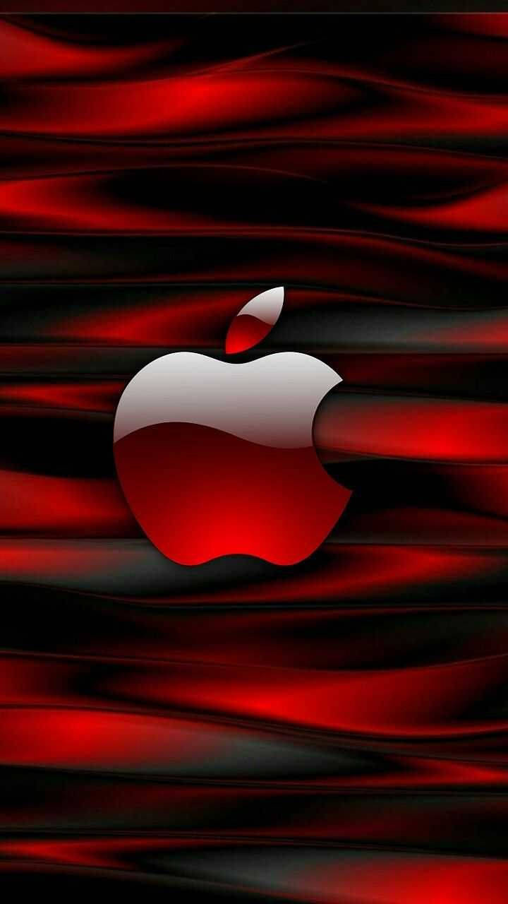 Iphone Lager Rød Og Sort Apple Logo Wallpaper